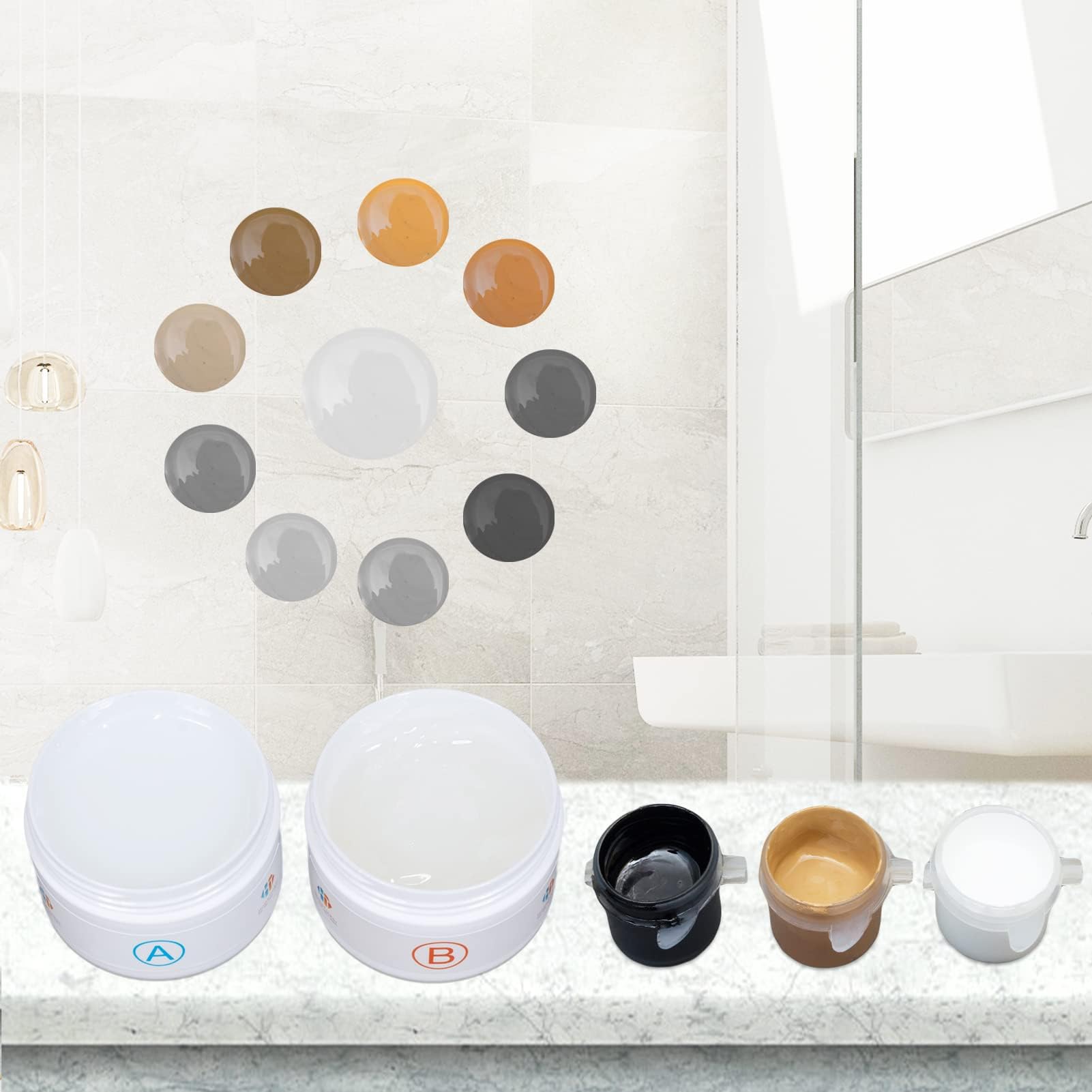 Marble & Granite Repair Kit - Color Match, Quartz Countertop Repair, Epoxy for Porcelain, Corian - Brown, Gray, White, Beige, Black