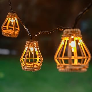 Decorative String Lights, UL Listed Rattan Lantern Style Patio Lights wi...