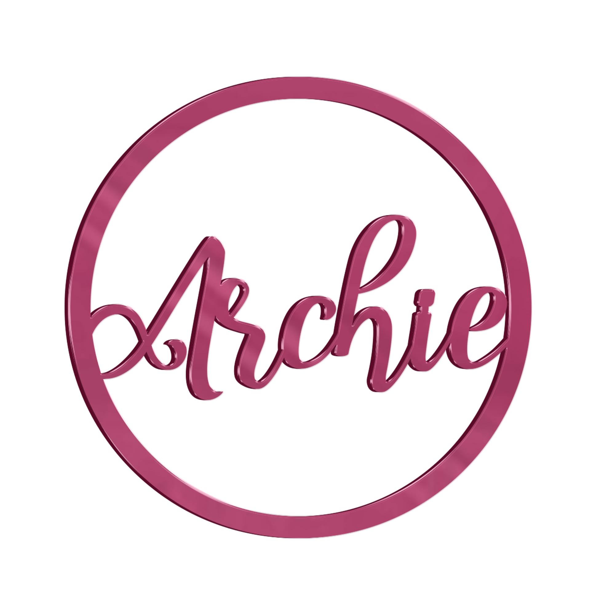 Personalised wooden Any name colour hoop Acrylic wreath Circle Loop Plaque (Pink Perspex Mirror, 15cm)