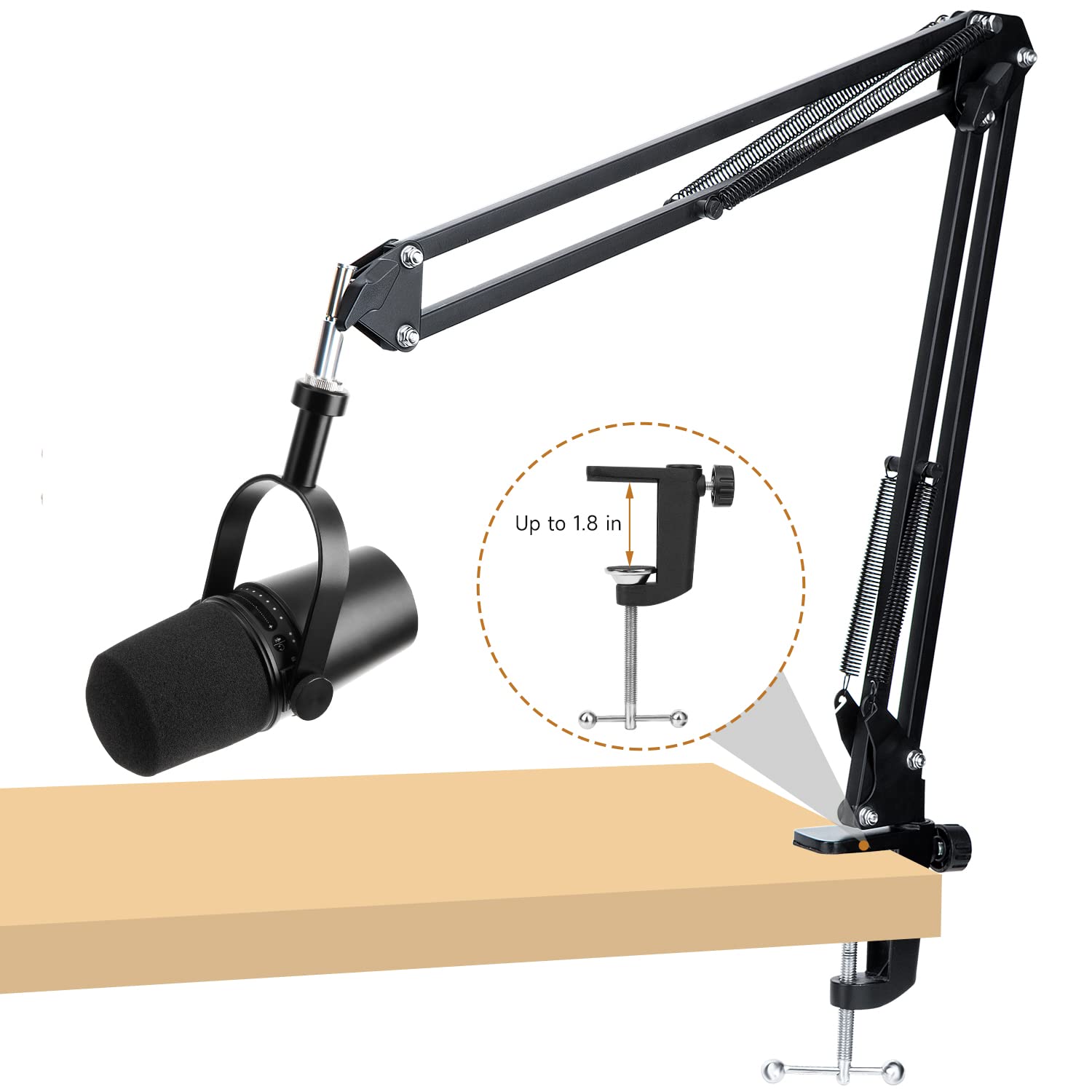 For Shure MV7 Boom Arm - Upgraded Mic Arm with Reduce Wind Noises 