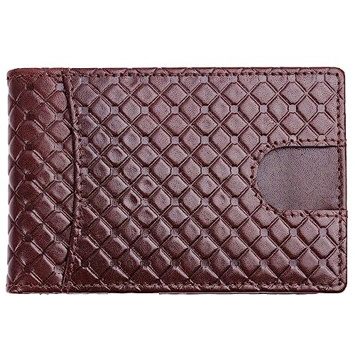 Image of Brooklyn Bridge Genuine Leather Money Clip Wallet for Men Diamond VT Brown - Premium Slim RFID Protected Wallet with Cash Clip & Multiple Card Slots, Stylish Front Pocket Design, Gift for Men
