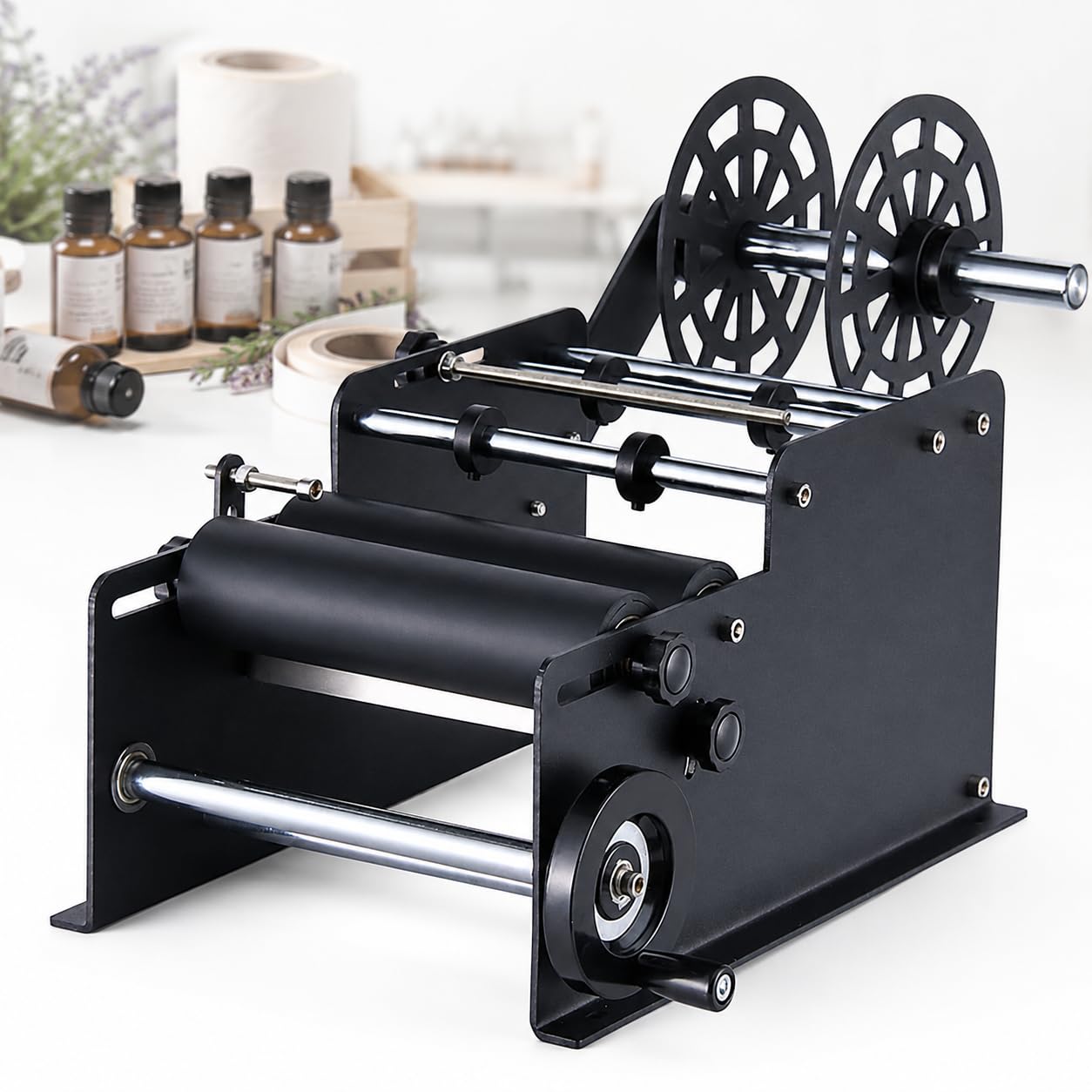 TsoLay Bottle Label Applicator, Semi-Automatic Labeling Machine for Width 10-130mm Length 10-300mm Label, 30 Times/Min and No Bubble Wrinkle, for Beverage Shop, Catering Field, Brewing, Home Use