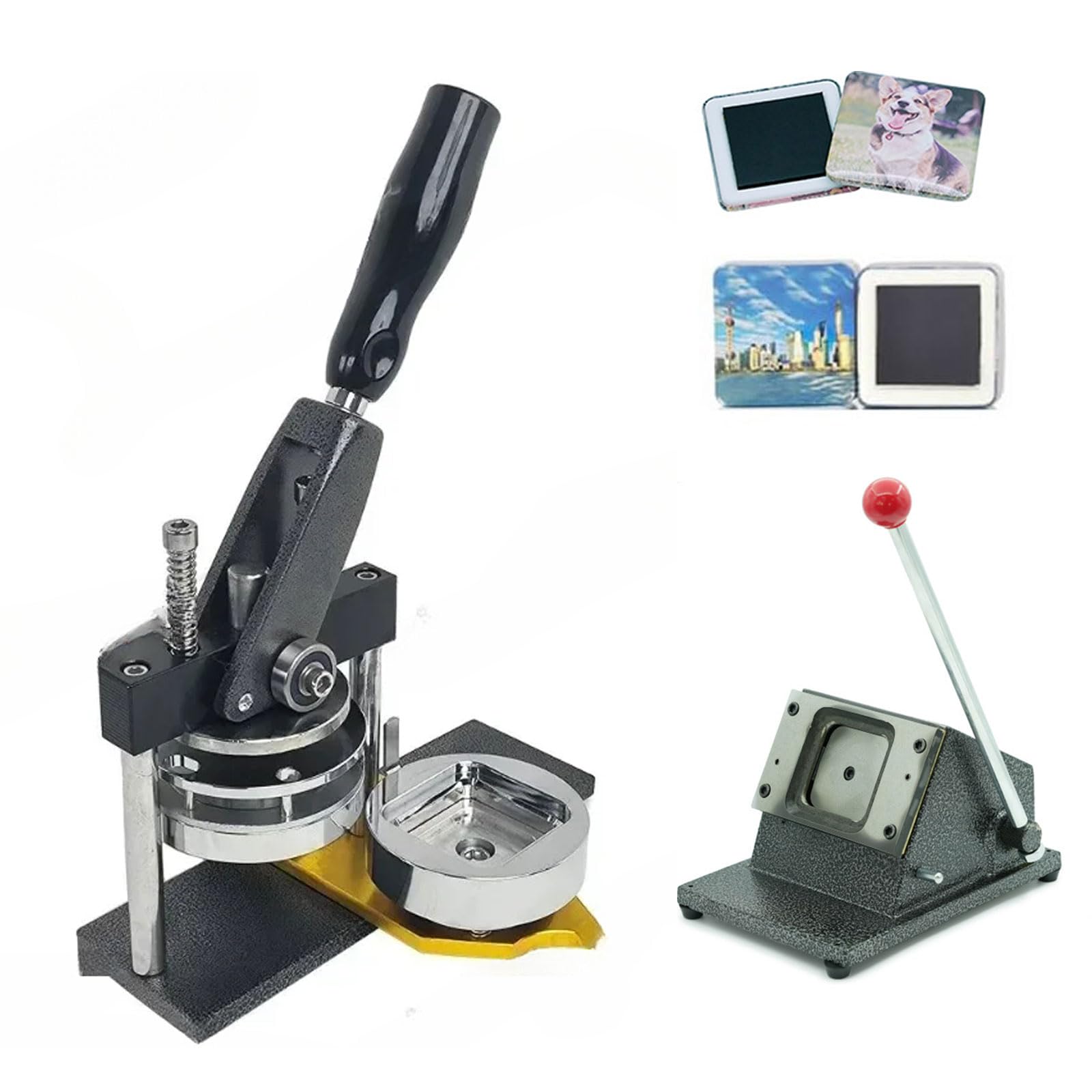 JKJZSALJ Fridge Magnet Machine Badge Maker Machine,2 Inch Diy Fridge Magnets,Button Maker Machine With Paper Cutter With 100Pcs Accessories,Photo Magnet Machine,Badge Mak