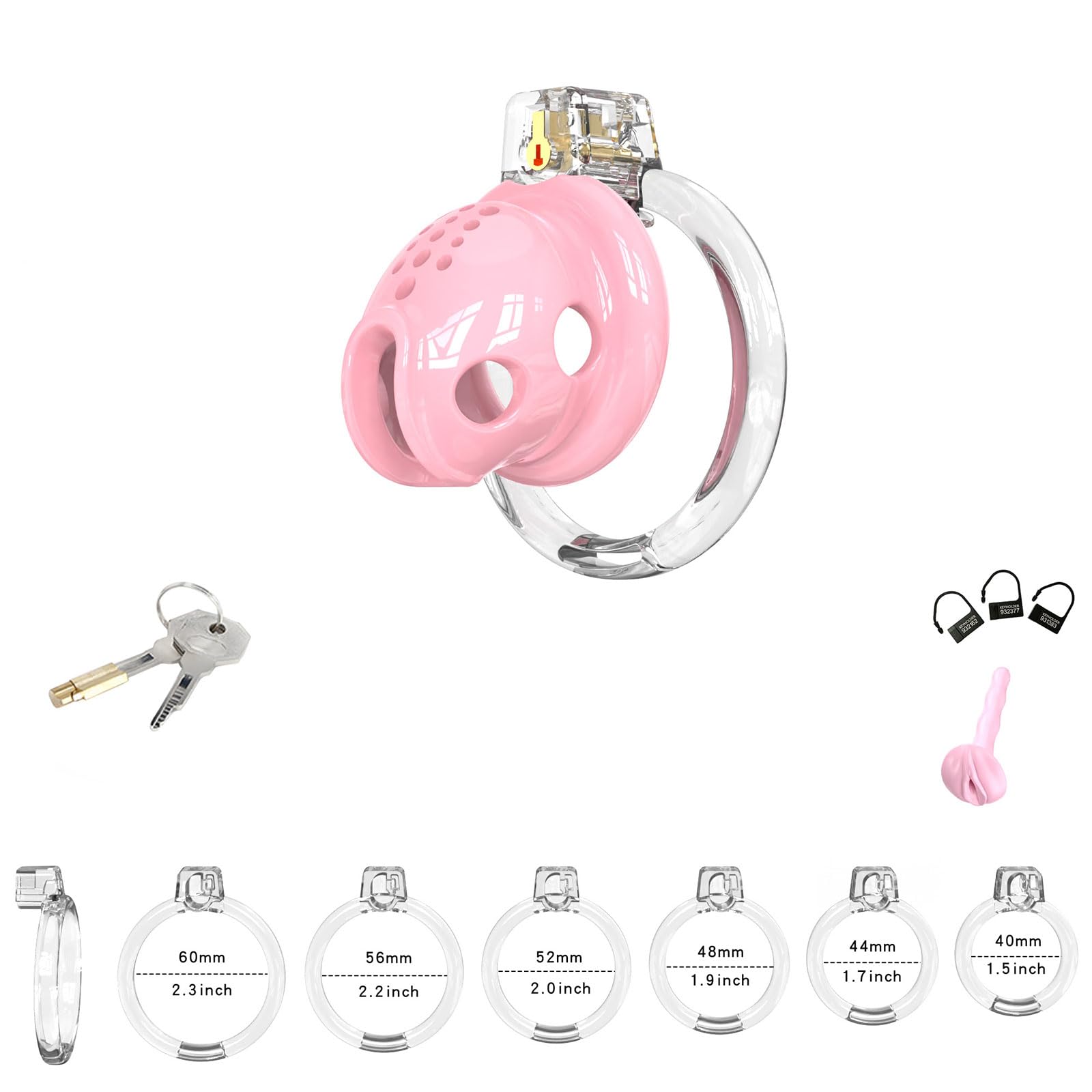 Herren Silikon Keuschheitskäfig Set Belüfteter Peniskäfig Gurt 6 Penisringe und Katheter Keuschheitsgürtel SM Rollenspiel Cock Cage Peniskäfig Gerät Sexspielzeug für Männer (Pink-L)