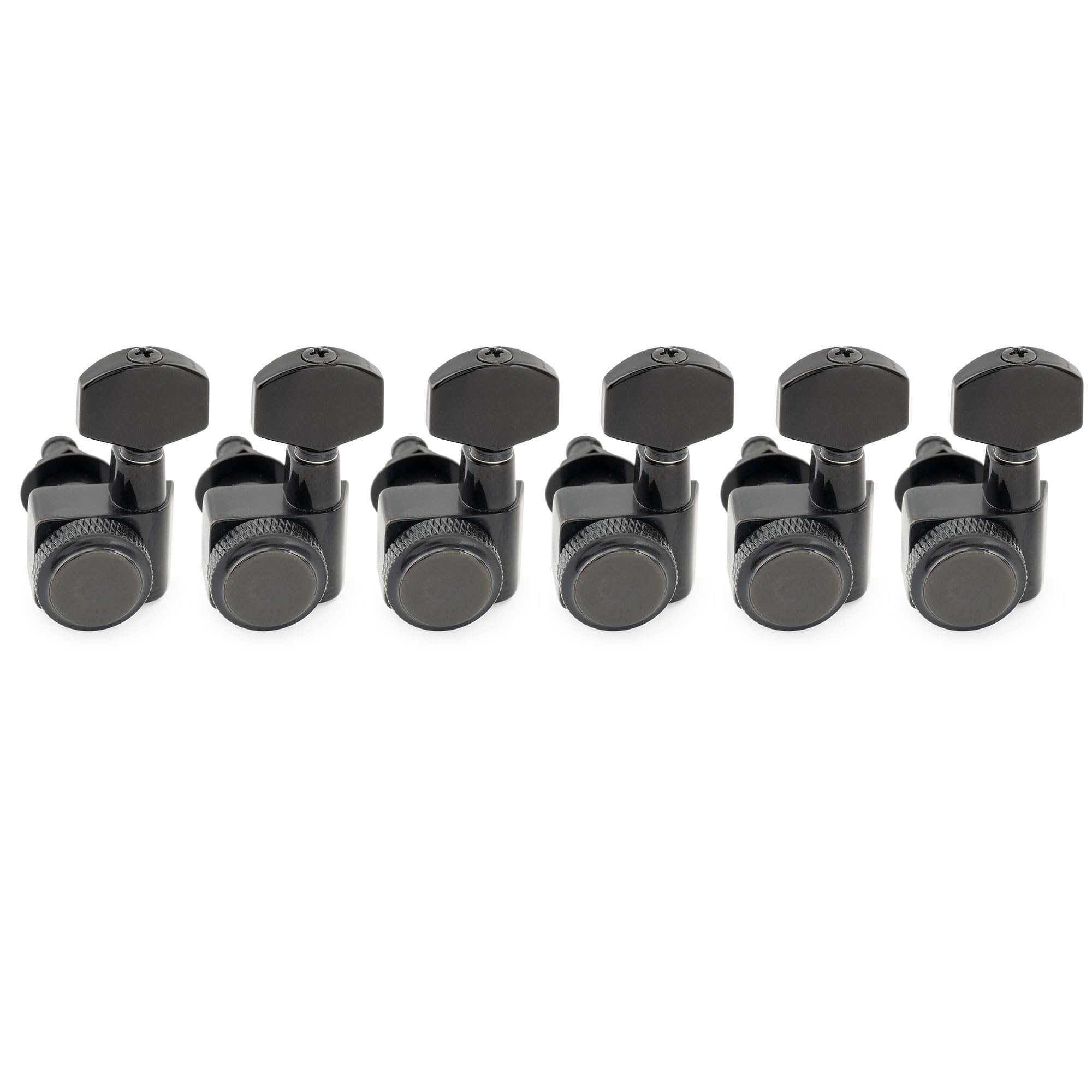 Musiclily Pro R18K-06 Mancino L6 2-Pin Meccaniche Autobloccanti Nero | Paletta Esagonale per Chitarra Elettrica Fender Strat Tele