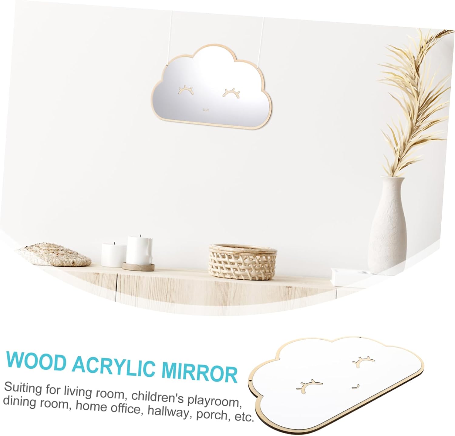 ERINGOGO Crylic Mirror Ornament Cloud Nursery Decor Boys and Girls Acrylic Mirror Living Room Dec