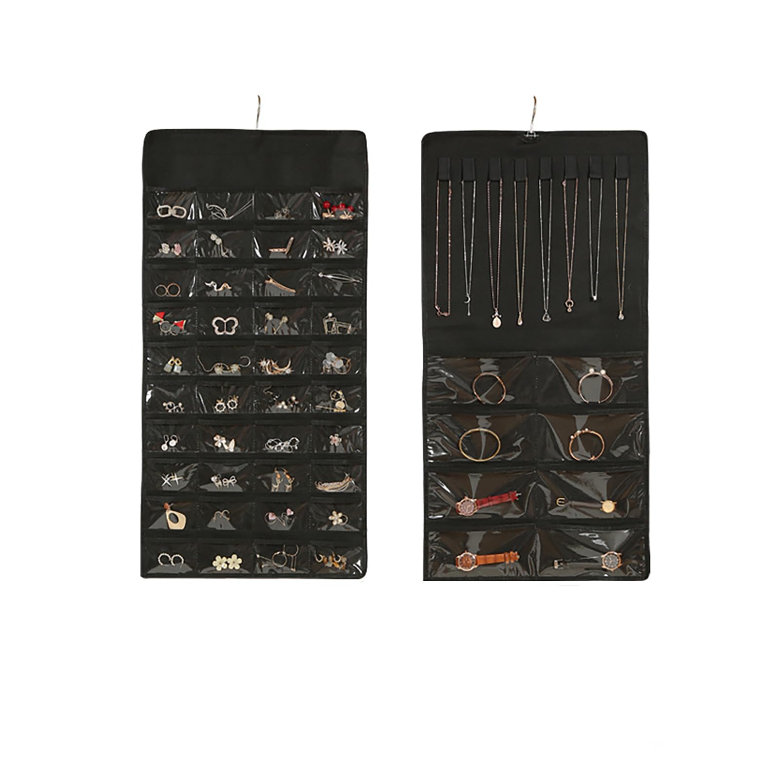 DTCSWACN Hanging Jewelry Organizer,Accessories Organizer,48 Pocket Organizer for Holding Jewelries,Black