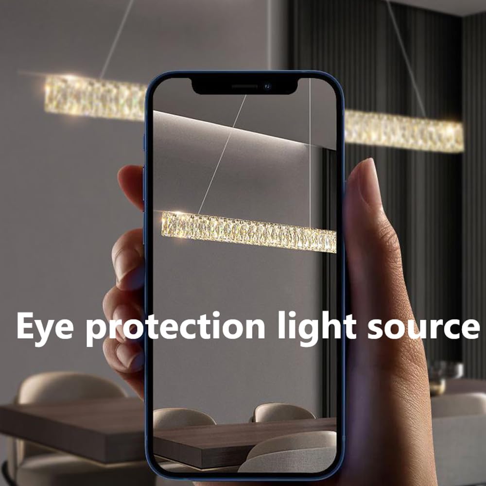 Araña de decoración creativa para el hogar de cristal LED regulable Lámparas lineales modernas para comedor sobre mesa Lámpara colgante de techo de cristal de lujo Lámpara colgante de tira lar