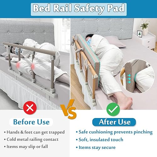 Miniatura 4 de Mybow Funda para riel de cama, cojín de riel de cama para ancianos, discapacitados o discapacitados, acolchado de espuma médica, funda para riel