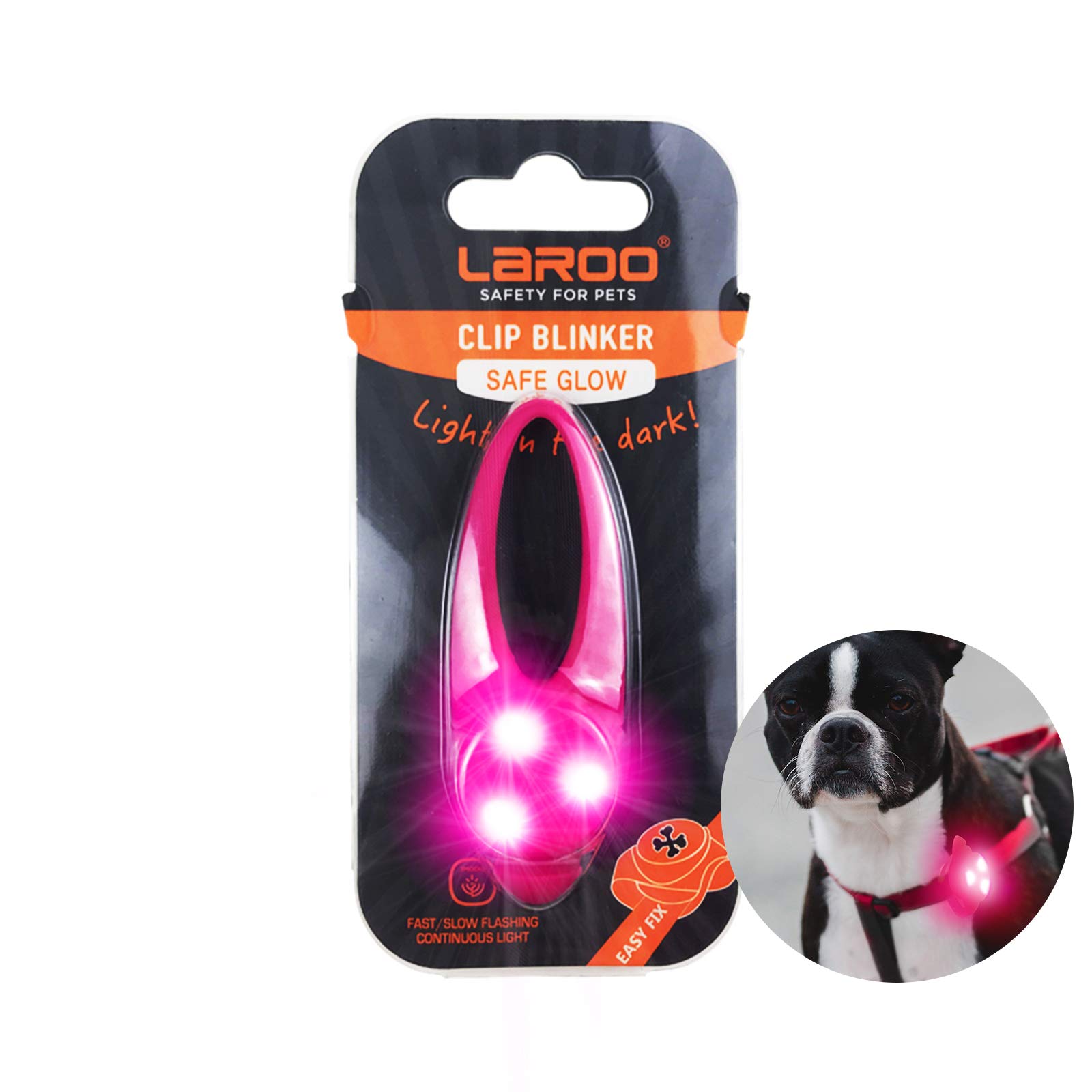 LaRoo Safety LED-Flashing Light for Dogs, Cats, LED-Light Pendant Keyring, 3 Flashing Modes, Safety Light for Walking the Dog and Outdoor Sports