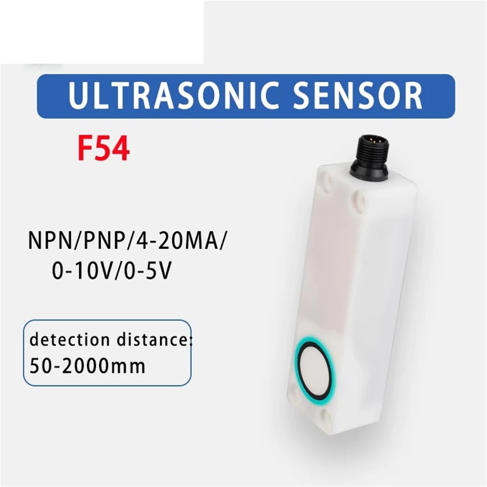 Sensor ultrasónico F54 de 2000 mm, interruptor de distancia de detección, cantidad NPC/PNP, 24 V, sensor de detección de nivel de material (UBX200-F54-D7-H5)