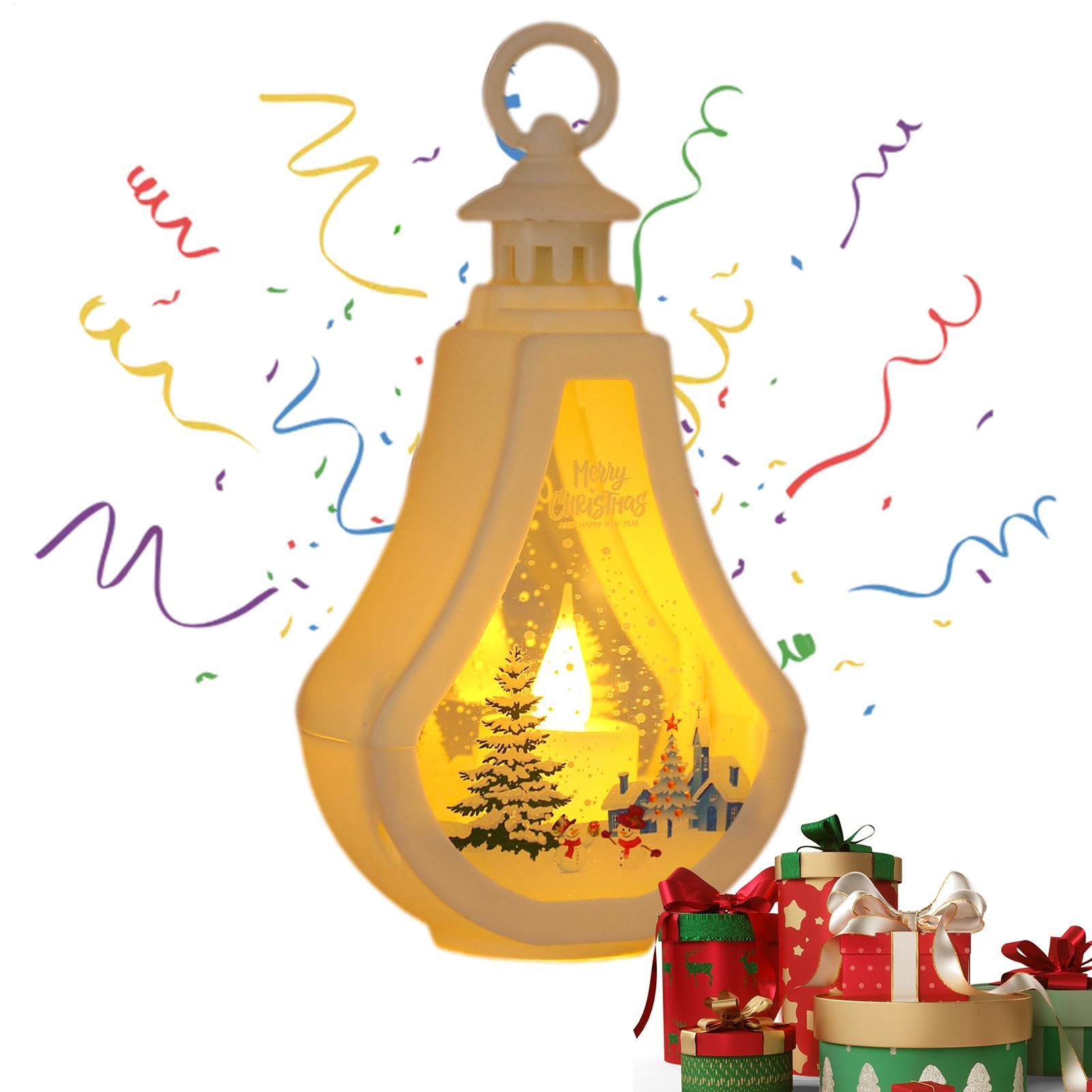 Decoraciones De Linternas Navideñas, Linternas LED Navideñas,Colgante de linterna de vela electrónica LED | Luz de atmósfera transparente para escritorio, pared, árbol, puerta, alféizar de ventana, ch