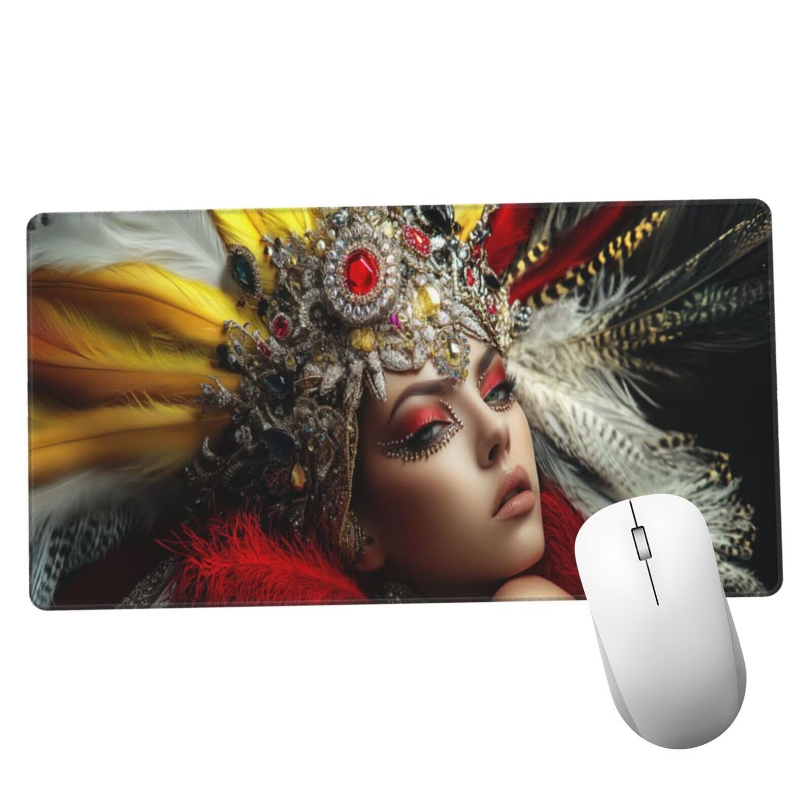 Podkładka pod mysz z piór XXL Damska mata na biurko 1600 x 800 x 3 mm zmywalna podkładka do gier na laptopa, z antypoślizgową gumową podstawą do gier, PC, pracowników biurowych Y1499