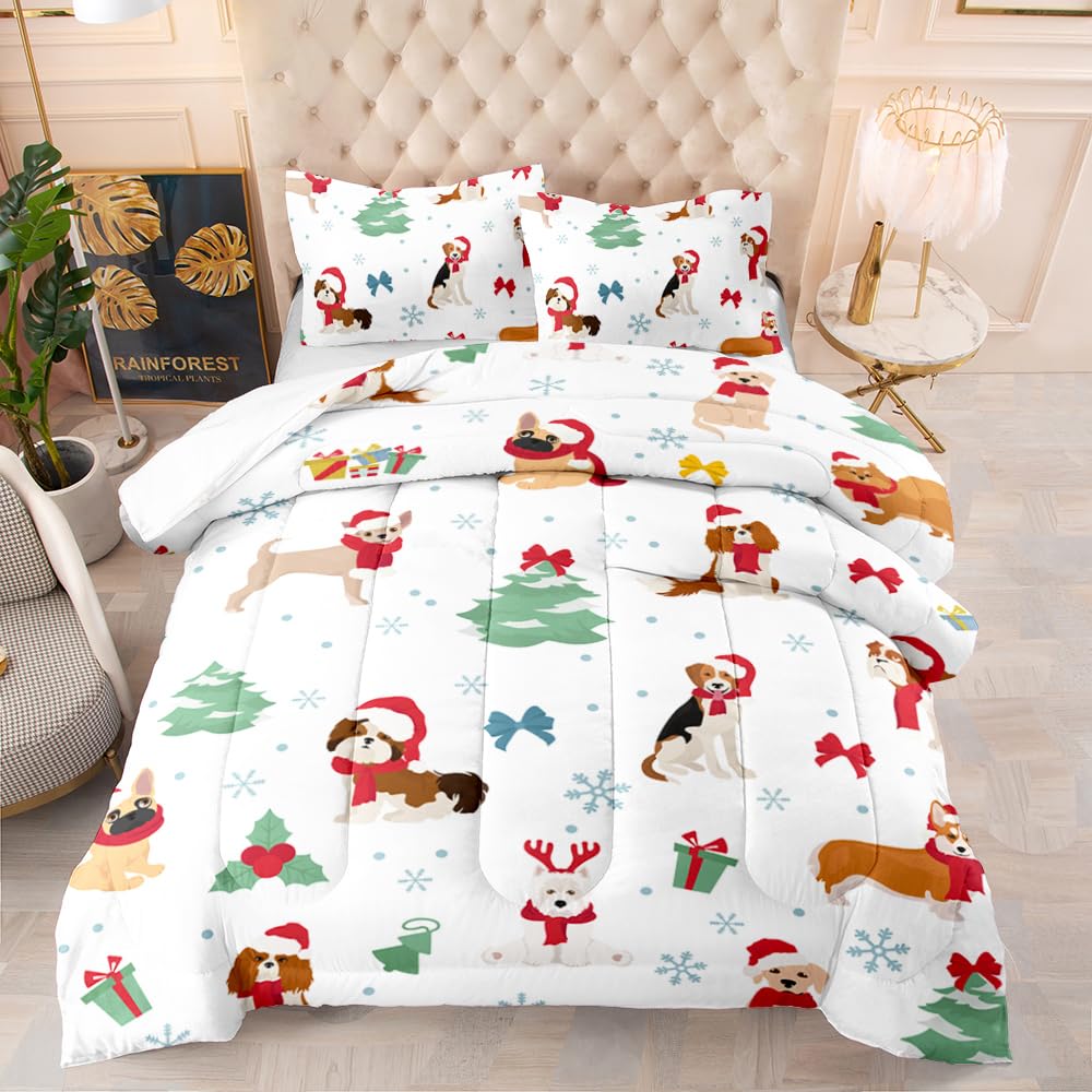 Coverless Duvet Single Christmas Animals Coverless Duvet Single Microfiber Quilted Bedspreads All Seasons Bedspread Breathable Comforter Soft Quilted Throw+2 Pillowcases(50x75cm) 140x200cm