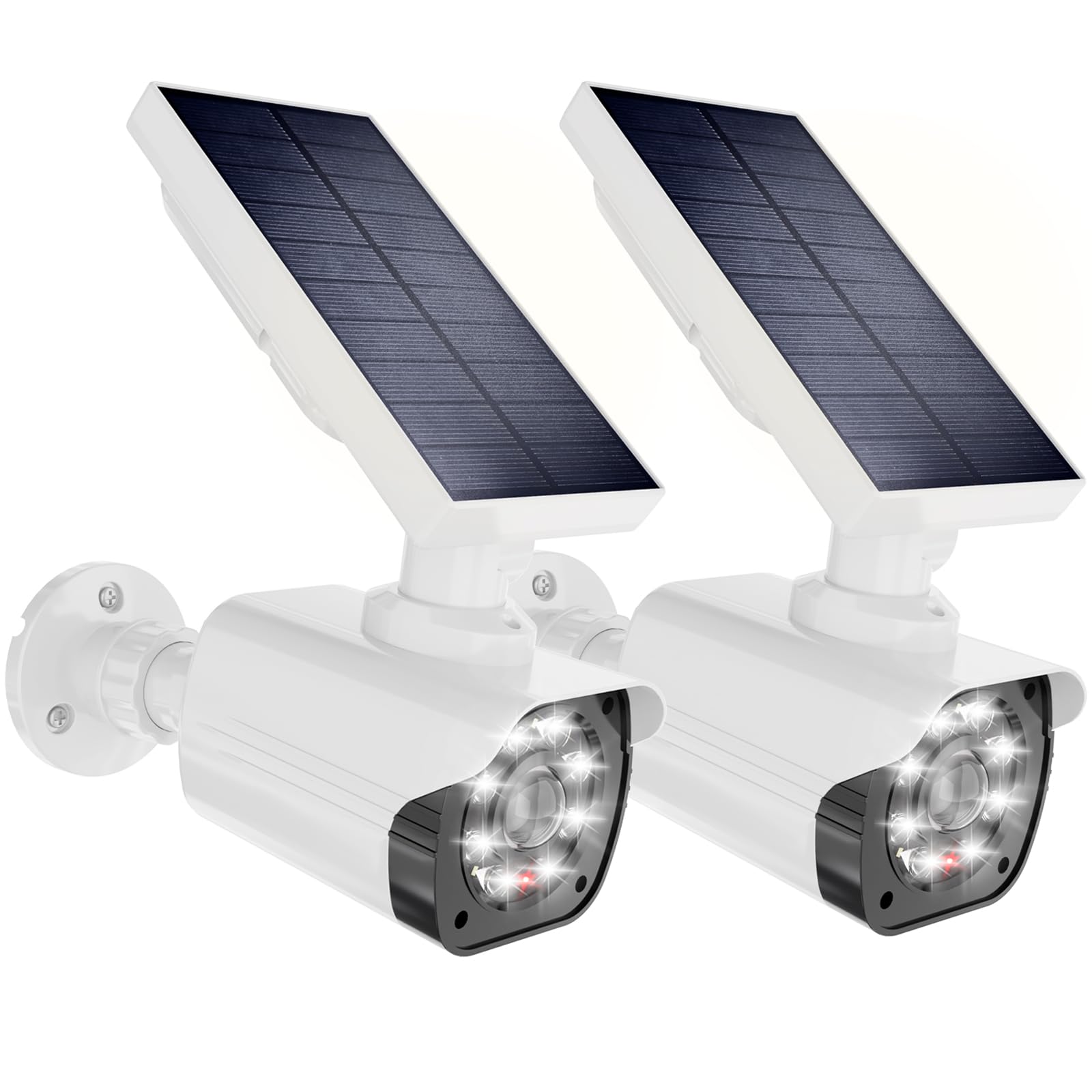 Photo 1 of WALI Solar Fake Camera,Dummy Security Cameras with Motion Sensor Light, Simulated Surveillance Security CCTV Camera for Indoor Outdoor (TCW2-SOL), 2 Packs, White