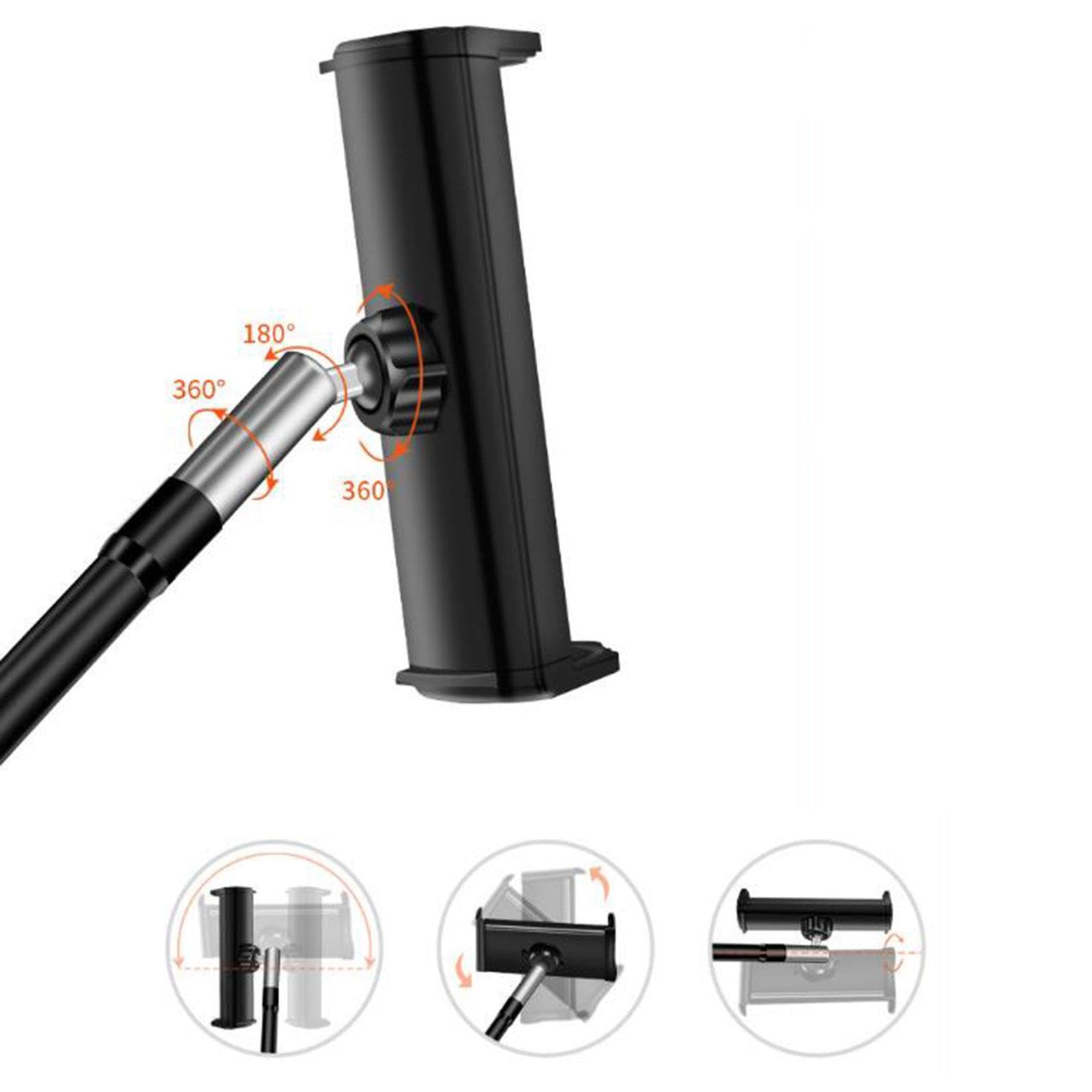 Soporte Multiusos para teléfono con Brazo Flexible Ajustable en Altura para grabación de vídeo y presentaciones en línea. Rotación de 360 Grados. Base Estable, 120 centímetros
