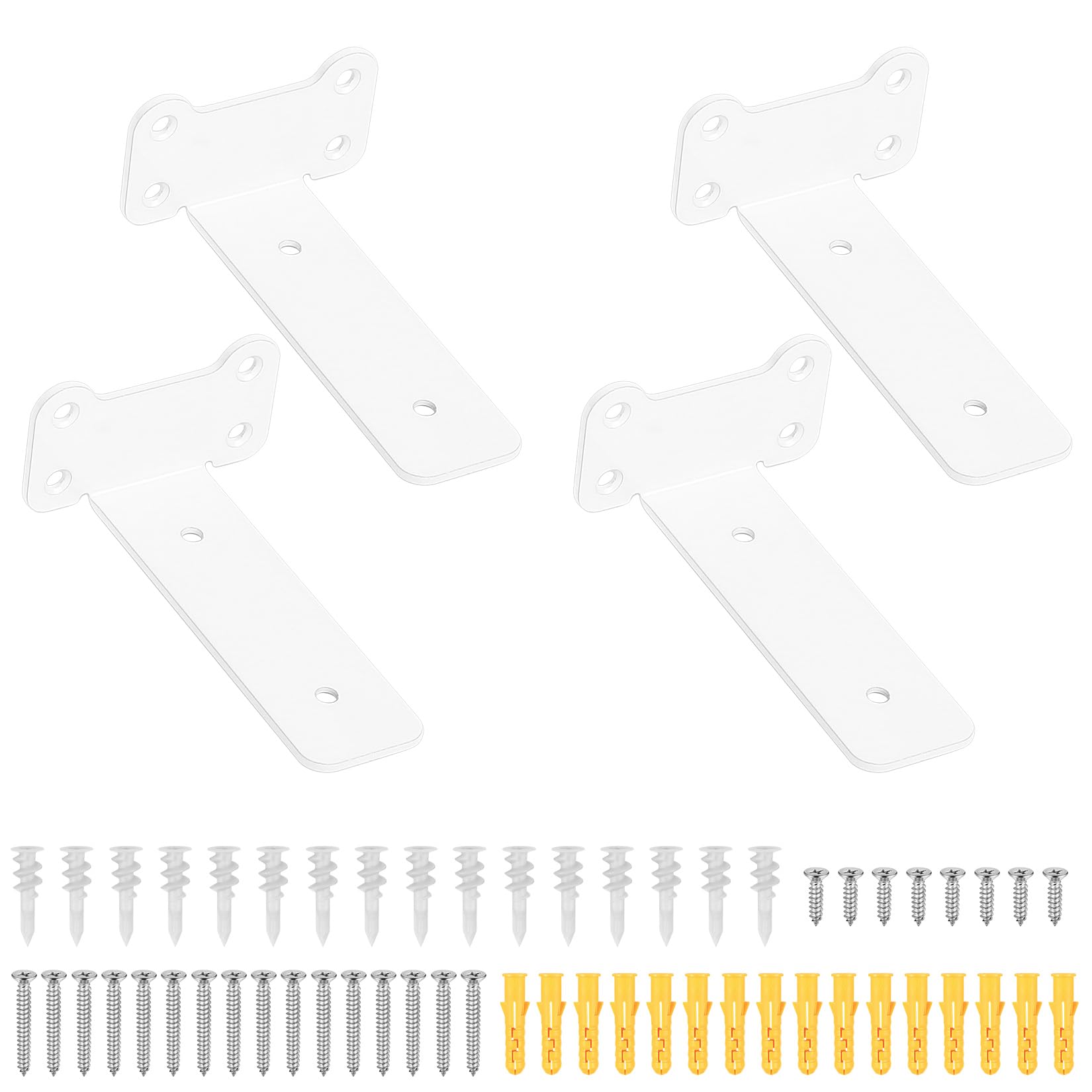 4 Pcs Soporte Estanteria Pared Blanco, 125mm Soporte Baldas Pared, Soportes para Estanterías Metalica, Soportes Flotantes para Estantes, Escuadras para Estanterias, Soporte para Baldas de Madera