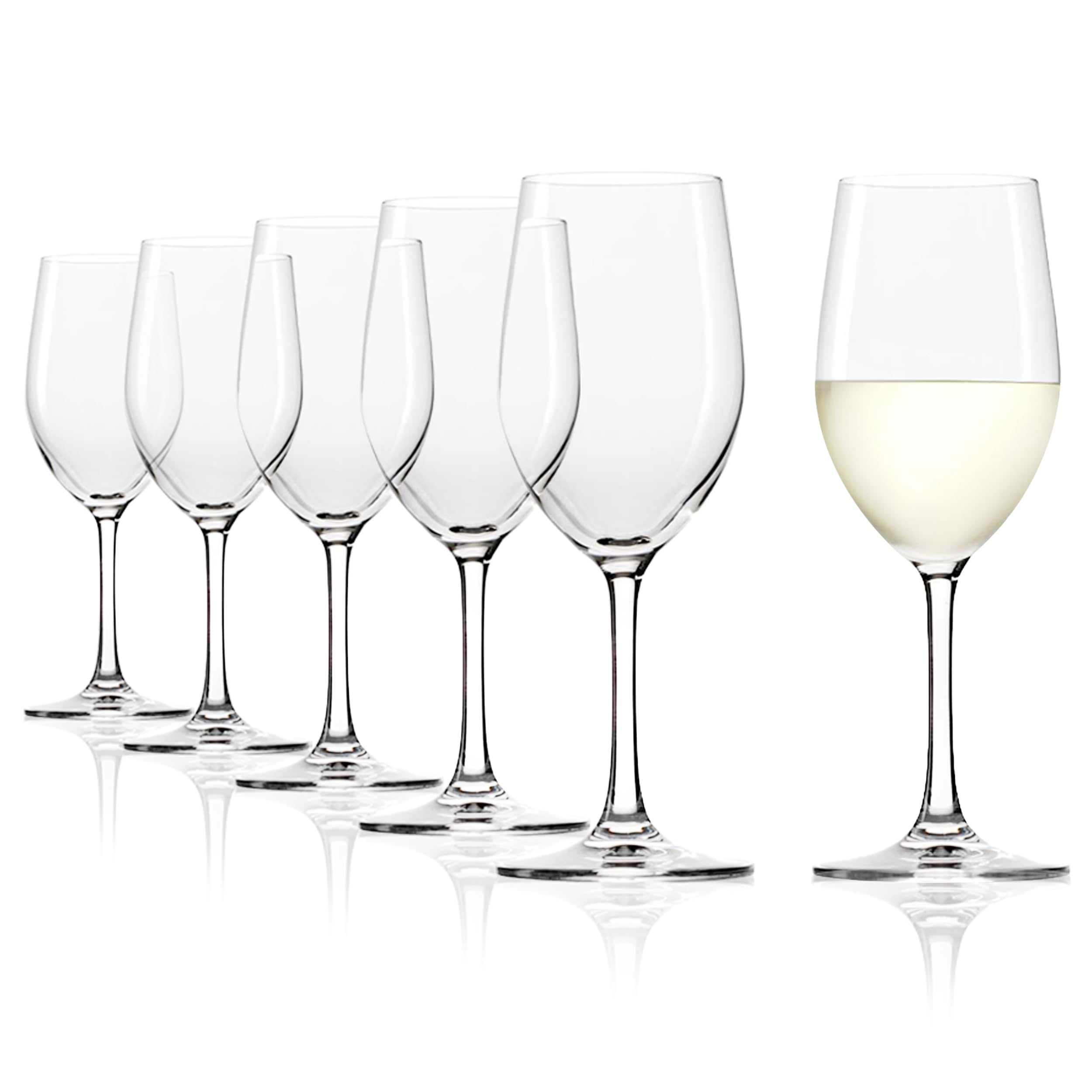 Stölzle Lausitz Verres à Vin Blanc Classic Lot de 6, 305ml – Verres en Cristal Robustes Idéaux pour les Vins Blancs & Rouges Légers – Lavables au Lave-vaisselle, Qualité Allemande