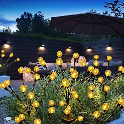 FOMOMDI Firefly Solar Garden Lights, 10 LED Crystal Ball Sway