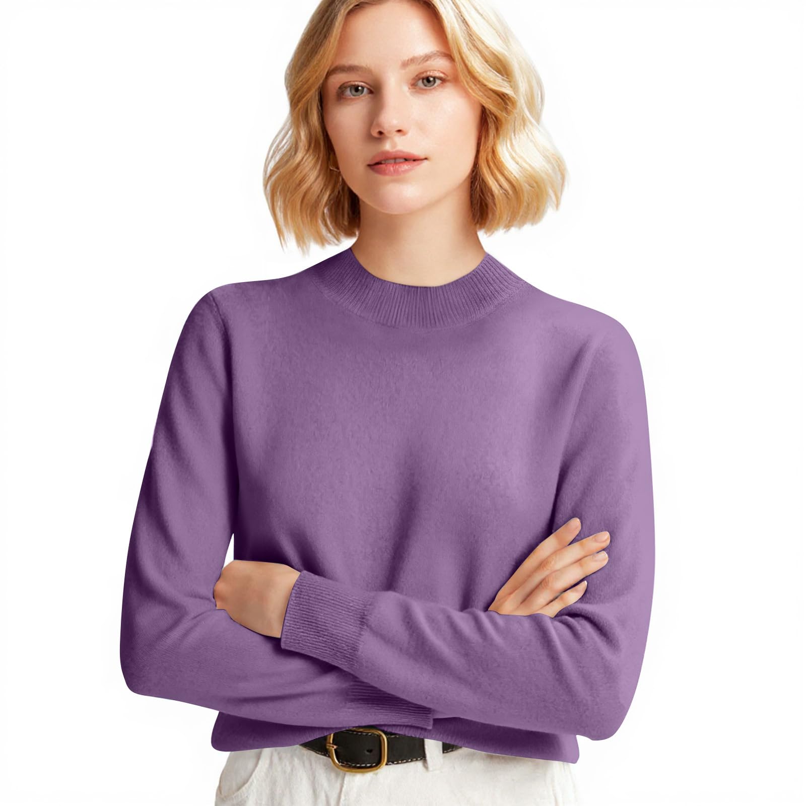 Cashmere Sweaters for Women Cozy Crew Neck Long Sleeve Pullover Tops Sweaters Y2k Soft Lightweight Knit Sweater 2025