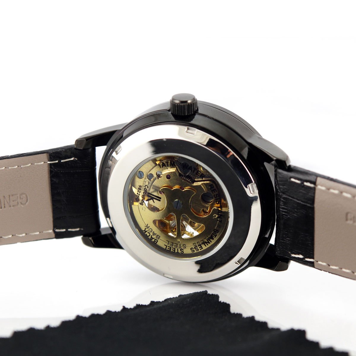 Alienwork IK Orologio Automatico Uomo Donna Scheletro Fondo in Vetro