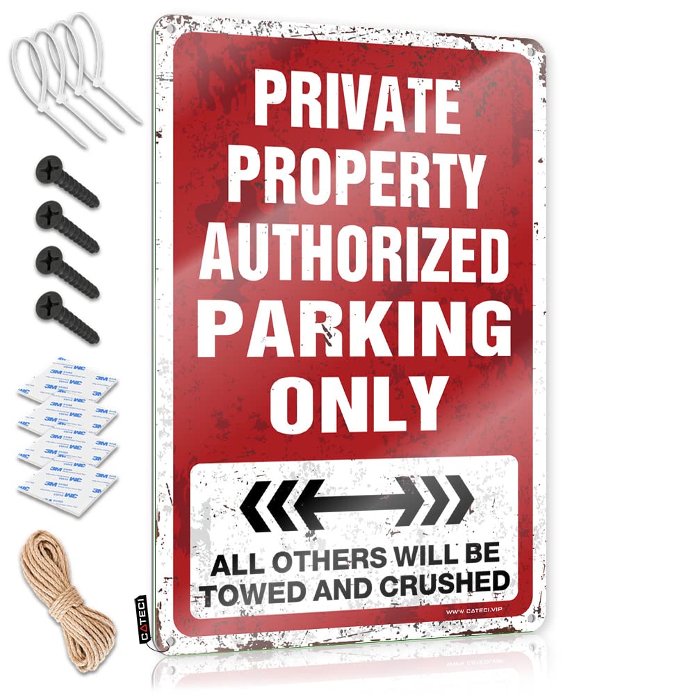 Krazmurongd One Color Tin Signs For Man Cave Private Property Authorized Parking Only Tin Sign Bar Funny Signs Tin Sign Wall Decor
