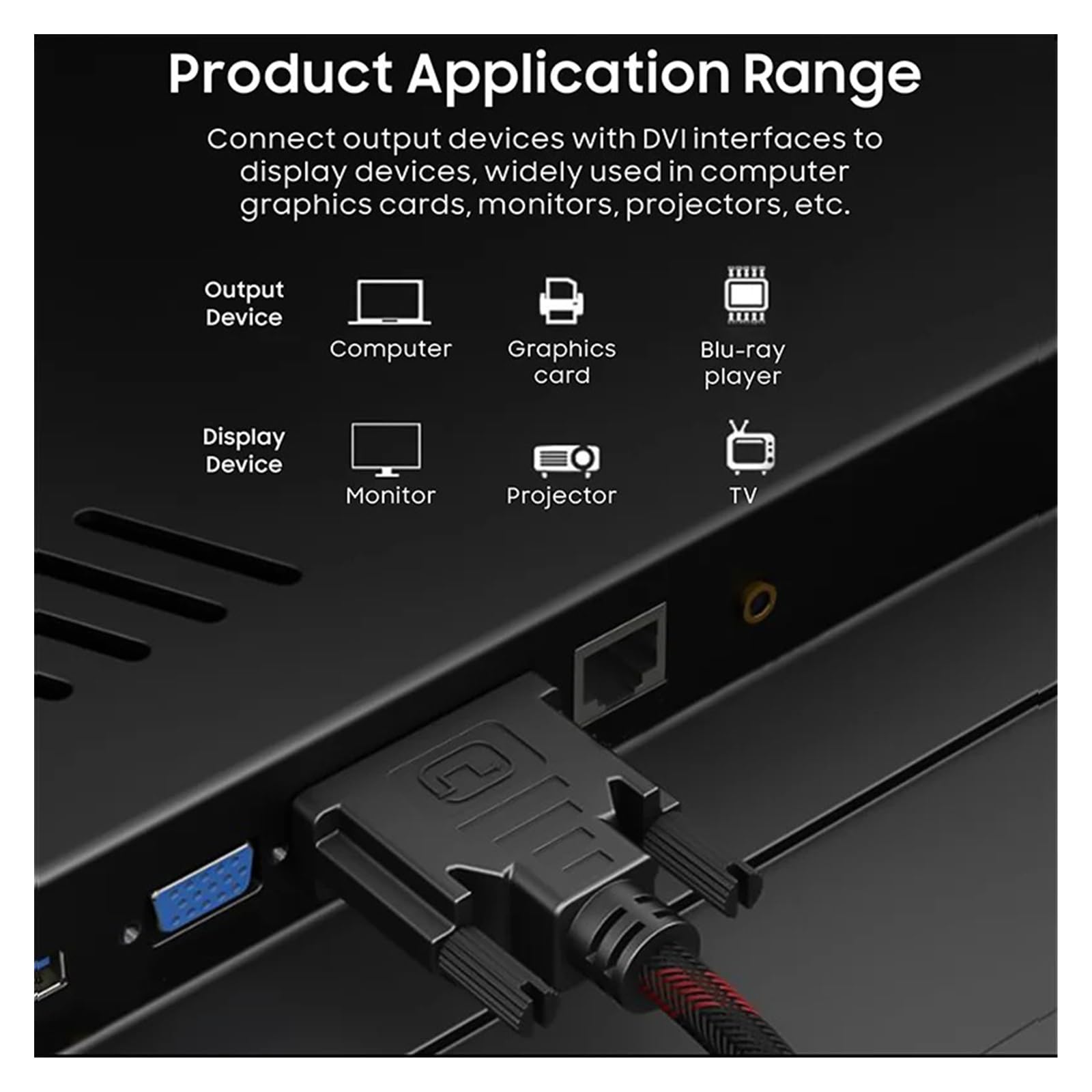 Câble DVI vers DVI 24+1 Dual Link DVI vers DVI-D mâle vers mâle compatible avec le projecteur de jeu HDTV (1,5 m)