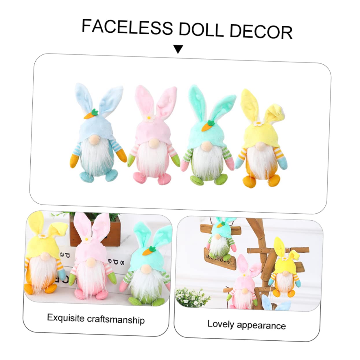 Abaodam 8piezas Muñecos De De Pascua Brillantes Adornos Decorativos para Hogar Habitaciones y Fiestas De