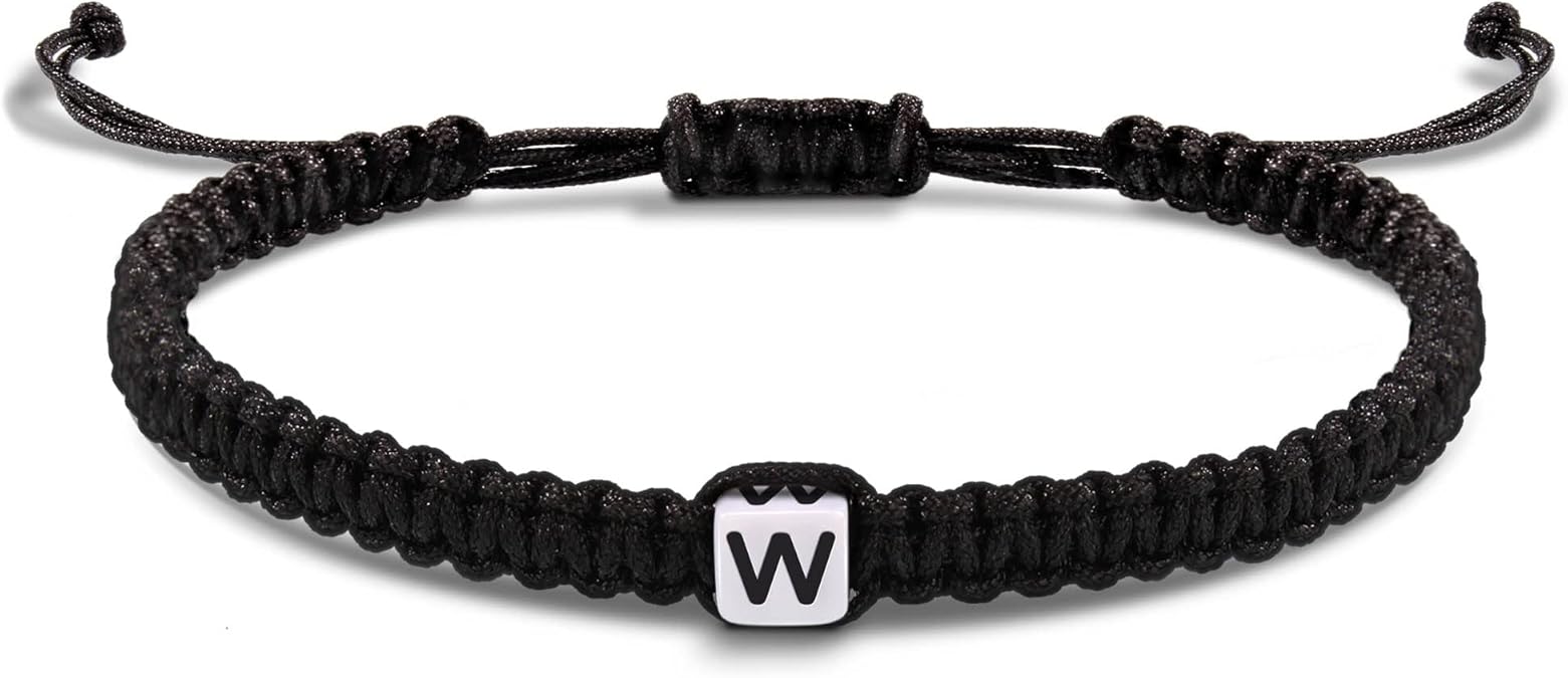 Initial Bracelets for Women Men Gifts for Her Teen Girl Best Friend Birthday Graduation Dainty Braided Bracelets Letter A-Z Charm Adjustable Link Mother's Day Jewelry Mom Christmas Gifts Valentine's Day Jewelry