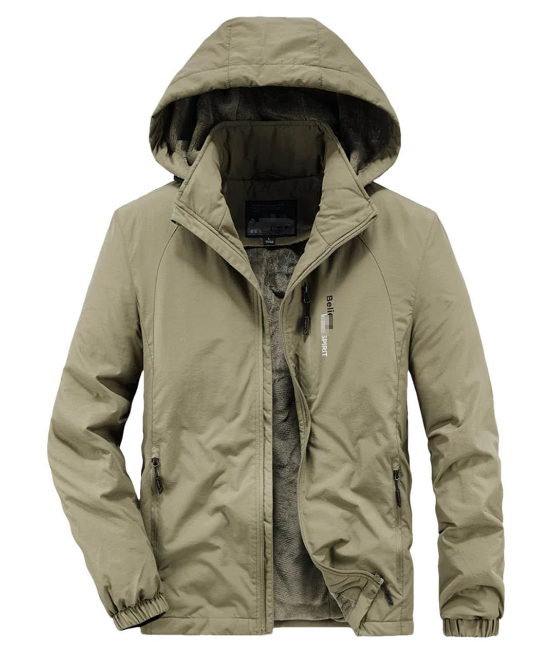 Giacca a vento da uomo in pile bomber imbottito in cotone cappello staccabile