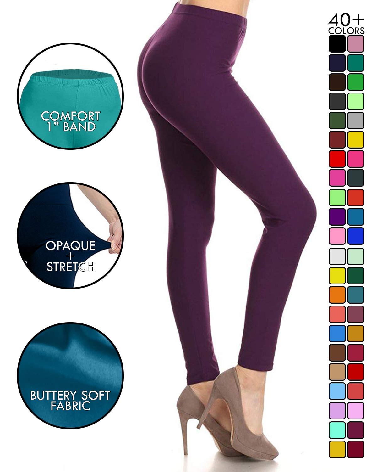 Leggings Depot Damen Leggings Solide Leggings mit 2,5 cm Bund