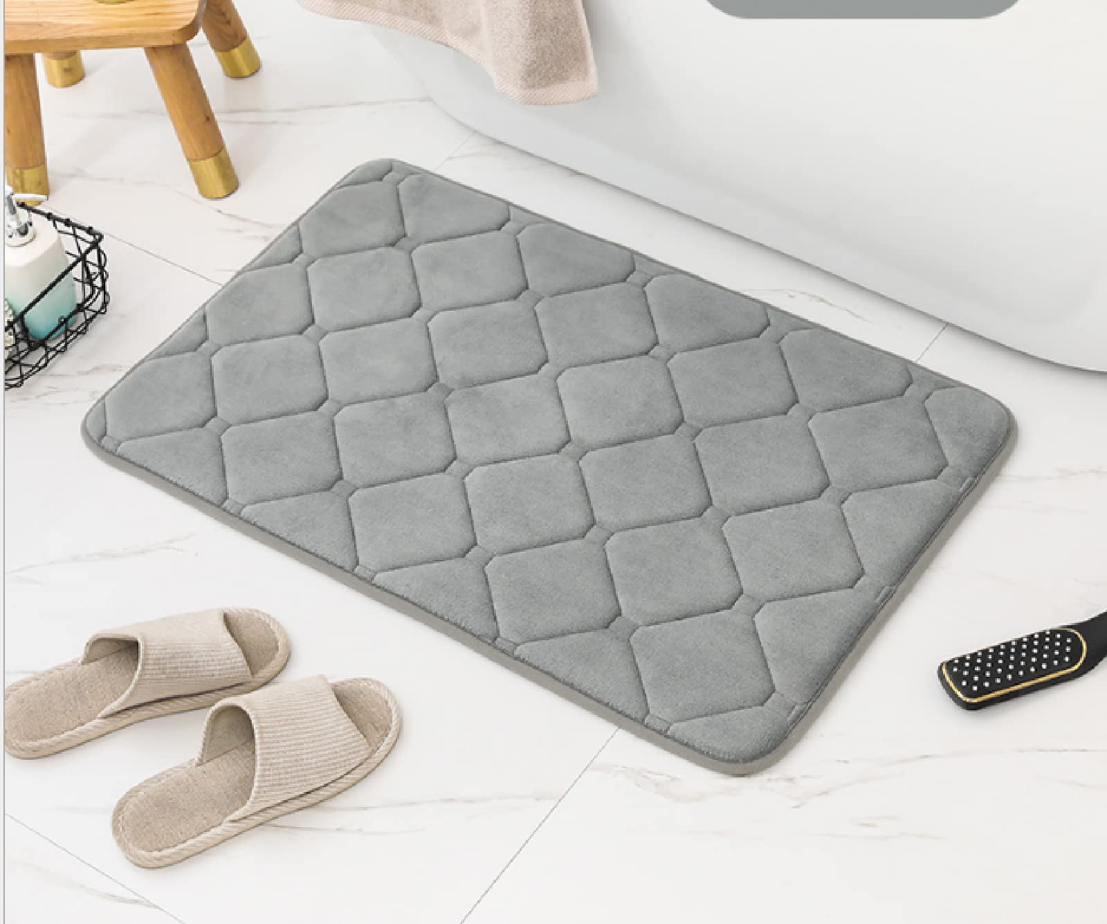 Memory Foam Badvorleger, saugfähig, super gemütlich, Badezimmerteppich, Badematte, 60 x 90 cm