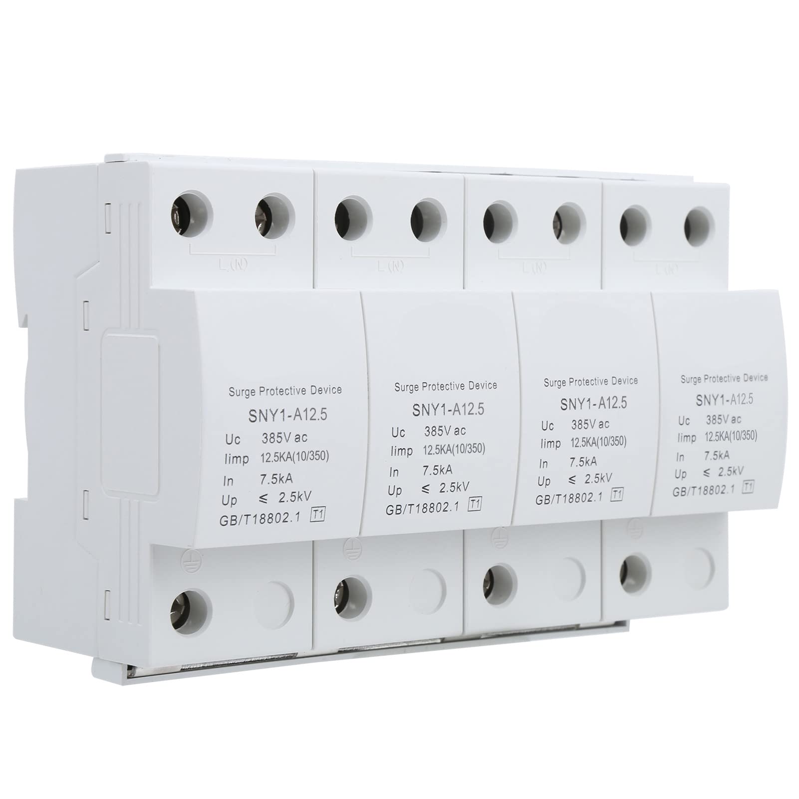 Cocoarm Protector contra Sobretensiones 4P Dispositivo de Protección contra Sobretensiones 385VAC PBT Enchufe en Carril DIN Tipo 80KA Respuesta contra Rayos Base Reutilizable IP20 para Gabinete de