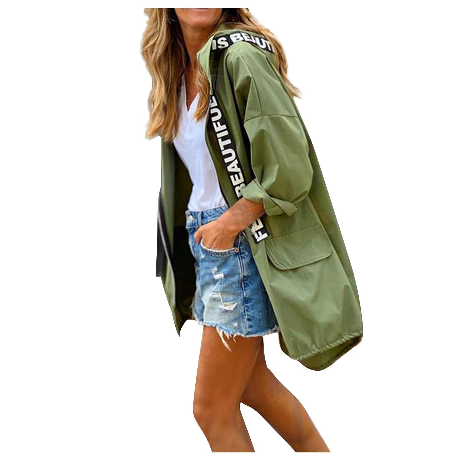 Generisch Regenjacke Damen Wasserdicht Atmungsaktiv Regenmantel Damen Leicht Mit Kapuze Softshelljacke Fahrrad Outdoorjacke Reisen Windbreaker Jacke Frauen Sport Übergangsjacke Trekking Wanderjacke