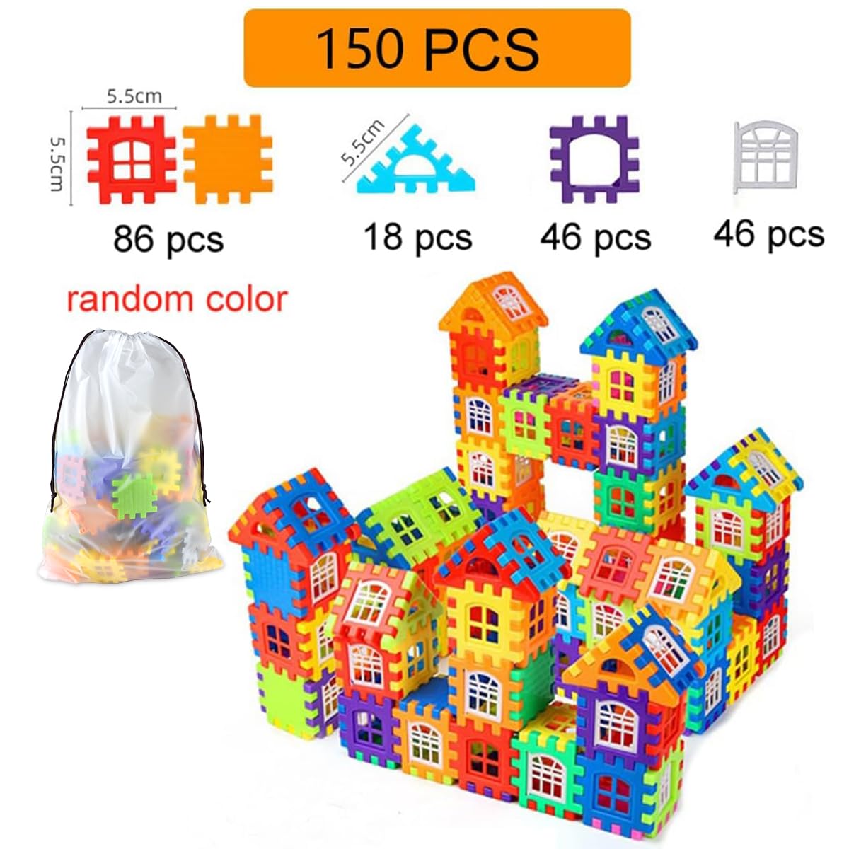 HNBTX Kids Building Toys Set,Interactive Construction Toys,150 Pcs Educational Blocks,Stackable Construction Building Toy Set - Image 2