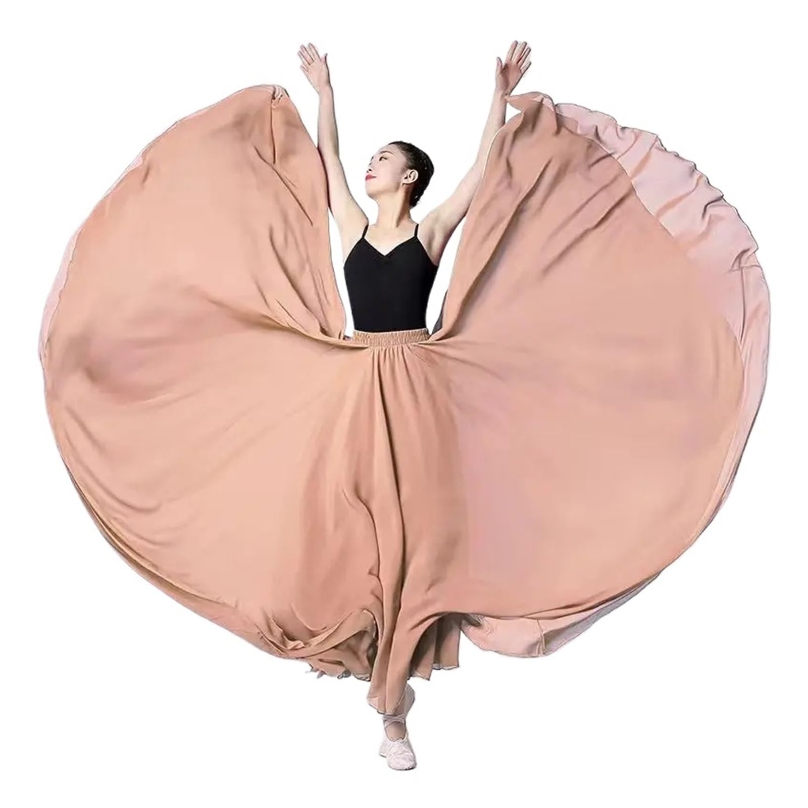 Falda de gasa 720 grados for mujer, faldas largas 2 capas, ropa elegante actuación, falda, práctica ballet con vuelo grande