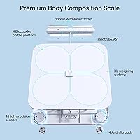 Vista 4 de Báscula inteligente para peso corporal, báscula digital de baño de 8 electrodos con IMC, grasa corporal, masa muscular, 28 mediciones de composición