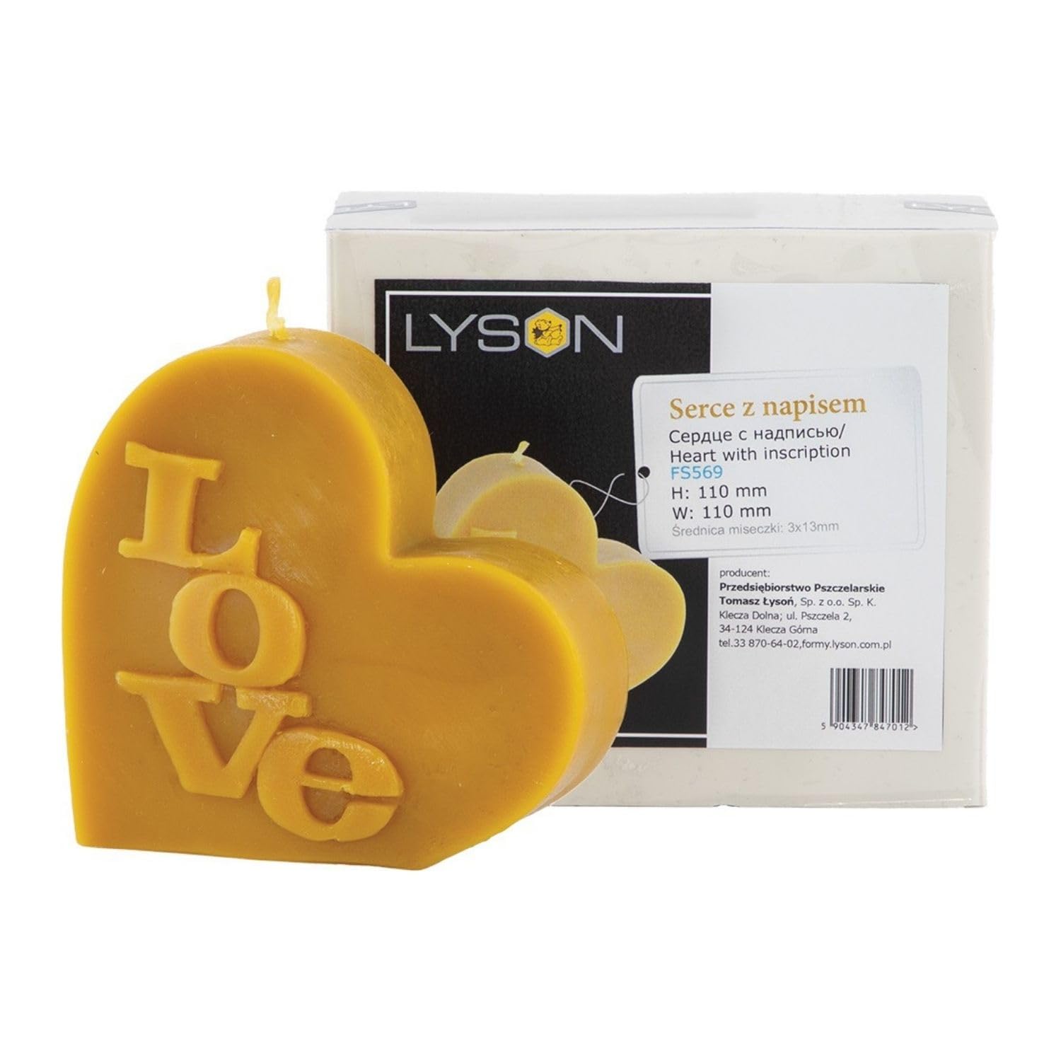 LYSON Kerzengießform Silikonform Herz mit Aufschrift Höhe 11,5 cm Silikon Kerzenform für Sojawachs Bienenwachs Gips Seifer Aromatherapie Kerzenherstellung Bienenwachskerzen Geschenkidee