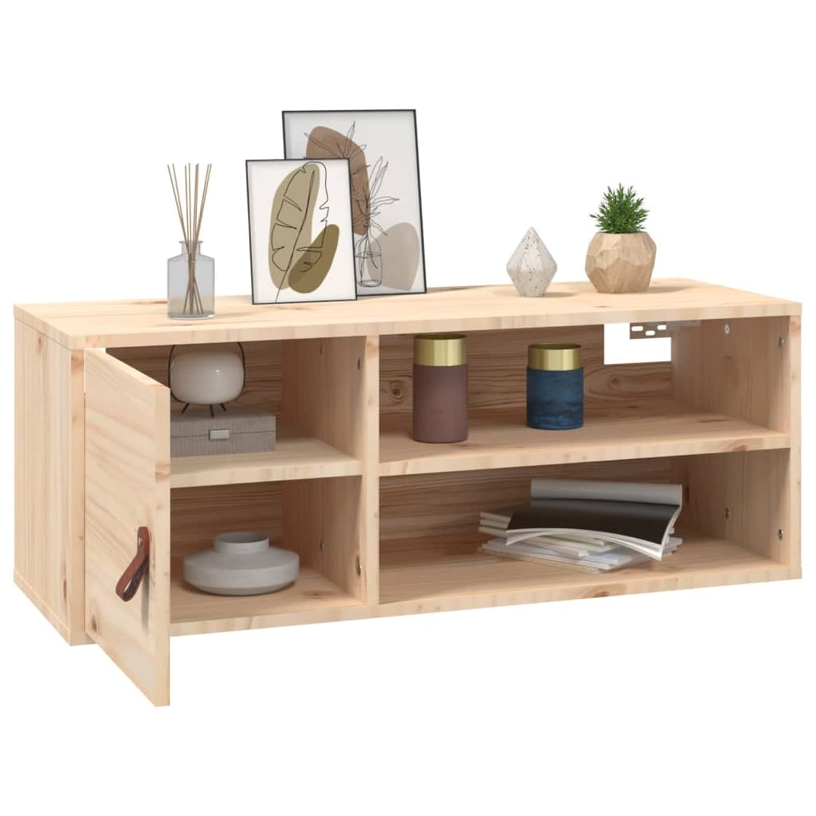 Wandschrank Kiefer Massivholz 80x30x30cm - Hängeschrank Für Wohnzimmer & Flur