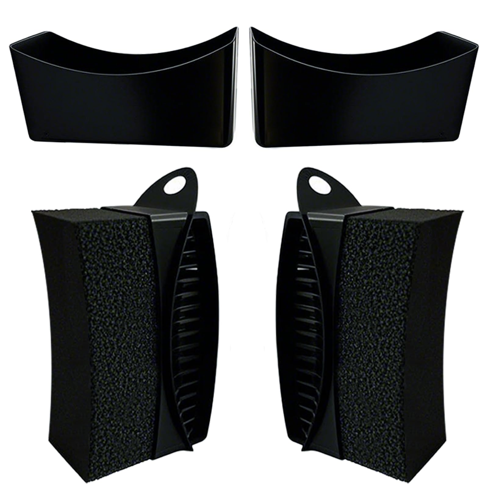 2 Pack Tire Shine Applicator Pads, Reusable Tire Dressing Applicator Sponge, Curved Tire Gel Applicator Forms with Lid, Black Tire Applicator Pads for Car Cleaning Detailing