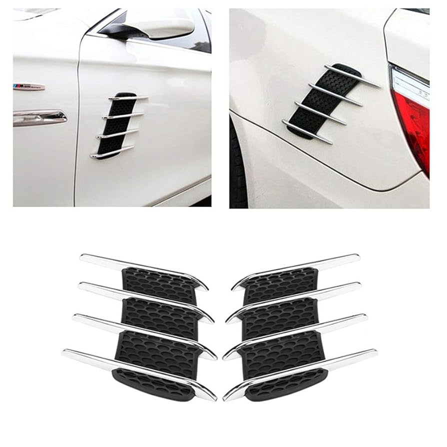 2pcs Hood Vent Air Intake Chrome Grille Side Scoop Hood Cover