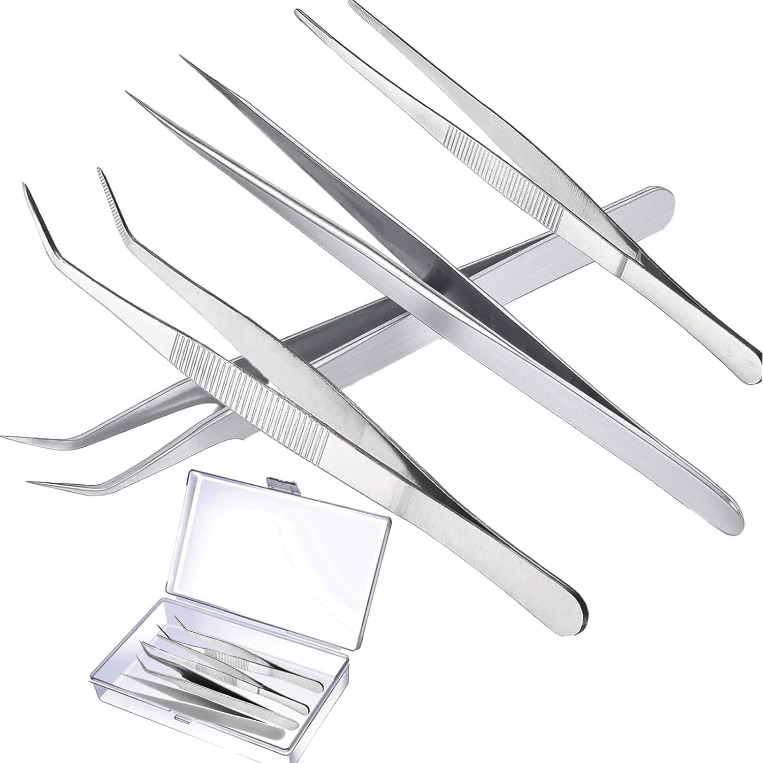 kristwash Pinzette, 4 Stück Precision Tweezers Set, 14 cm und 12cm Pinzette Lang Edelstahl Profi für Elektronische Reparaturen, Präzisionsarbeit