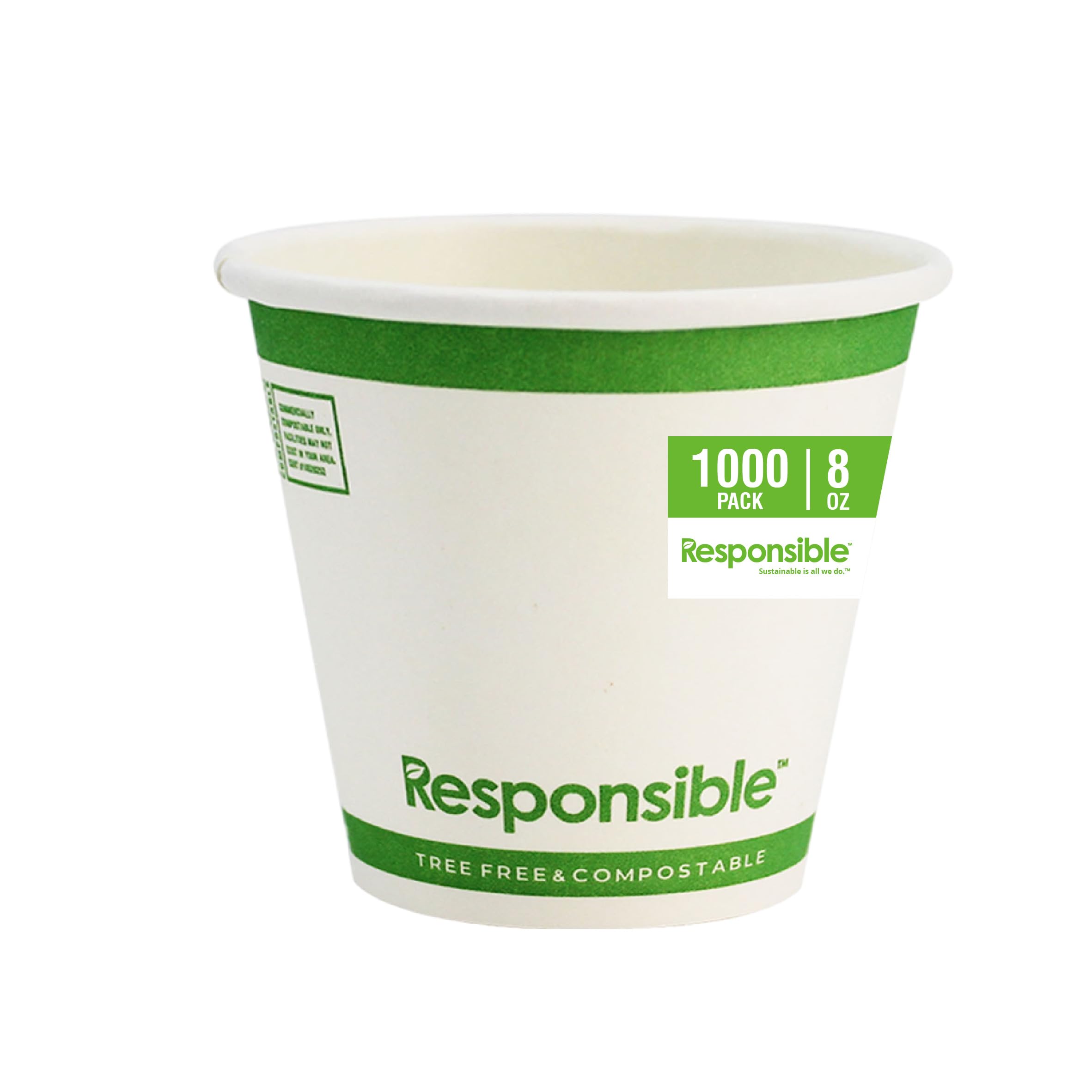 Responsible Products 8 oz (1000 Count) / Classic White / Casual Cups