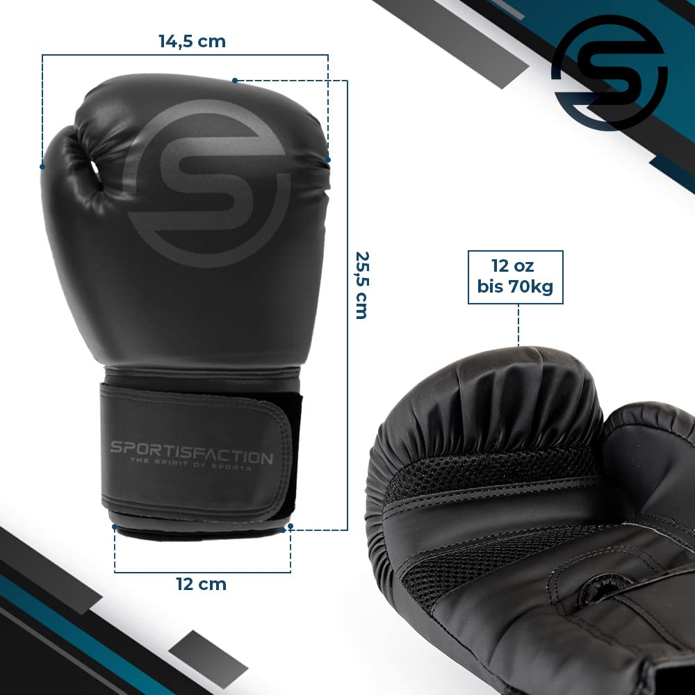 Boxhandschuhe Gewichtsklassen 8oz - 14oz | Boxhandschuhe Set inkl. Bandagen & Springseil | Boxhandschuhe schwarz hochwertiges PU-Leder | Schutz & Unterstützung der Handgelenke