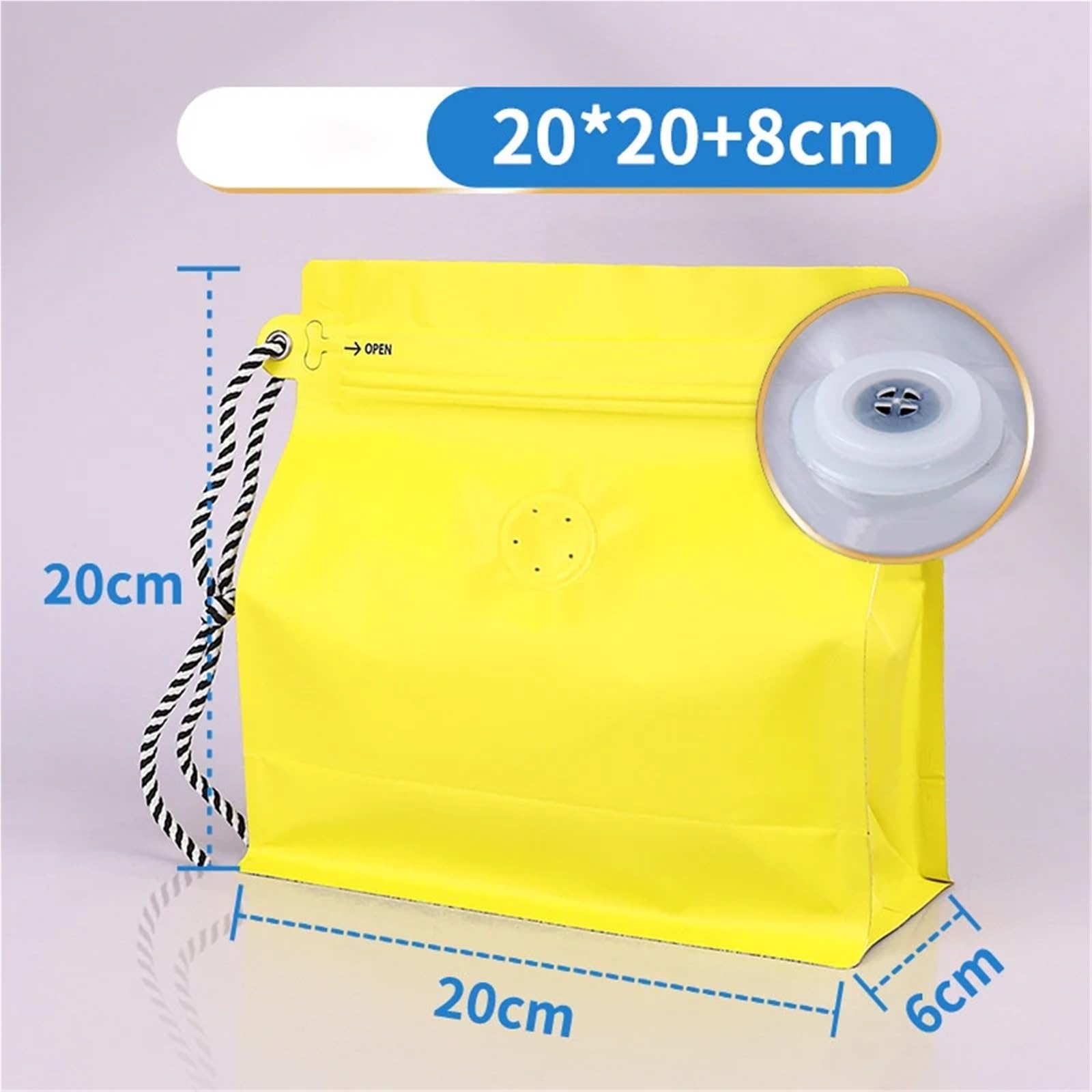 Torby z mylaru, Torby Z Zaworem, 50 Sztuk, Folia Aluminiowa, Wielokolorowe, Wiele Rozmiarów, Możliwością Ponownego Zamykania(Yellow 20x20 Valve)