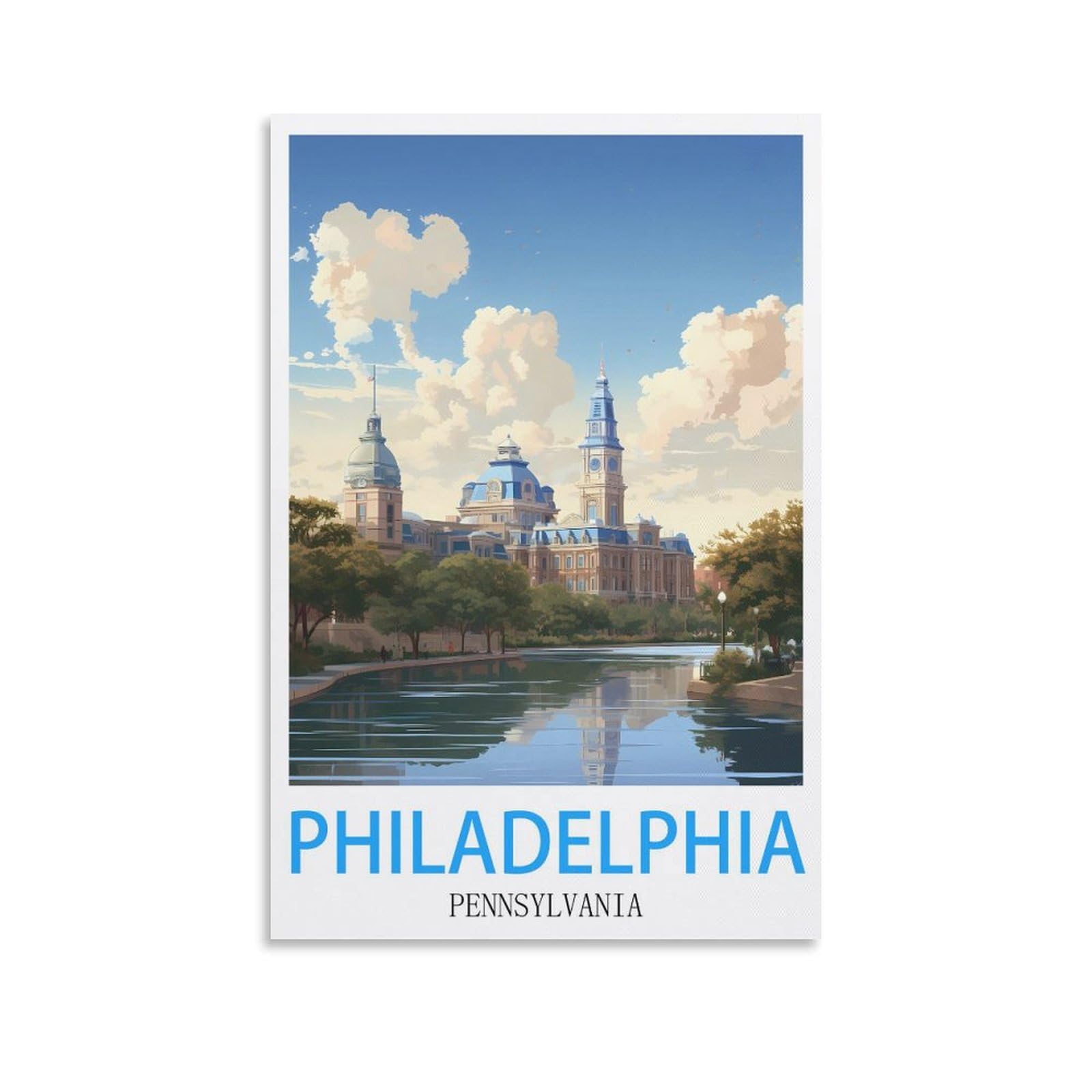 EZMLFA Diamond Painting Art Kits,Philadelphia Pennsylvania,5D Diamond Painting Kit for Adults Beginners, DIY Full Round Drill Gem Art Kits for Home Decor 50x60cm