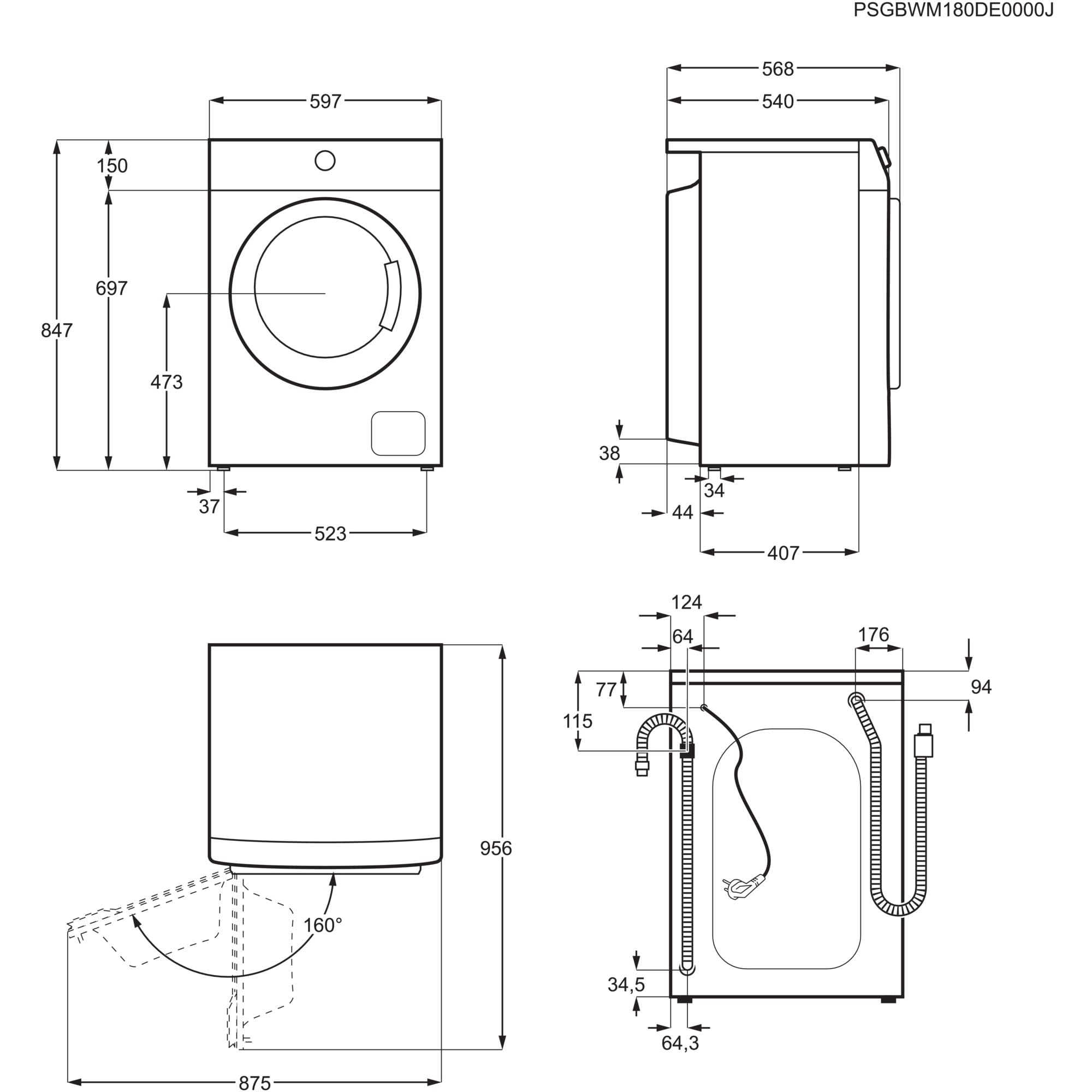 Electrolux EA2F6821CF Lavatrice a Carico Frontale Integrabile 8 Kg, 1400 rpm, Programma Rapido, Funzione Vapore, Motore Inverter, Display M, Bianco, Classe B
