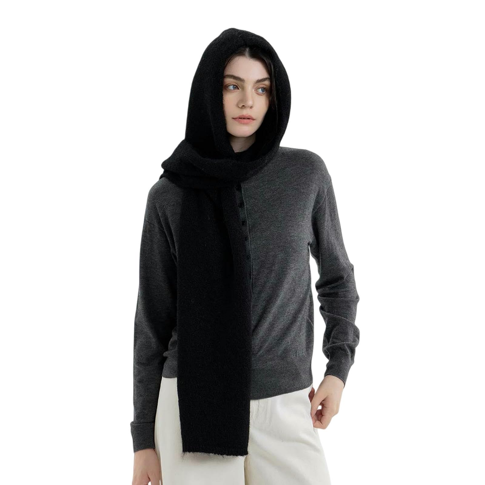 Foulard Donna Sciarpa Con Cappuccio Scaldacollo Lavorato A Maglia Cappello Da Autunno E Inverno Caldo Scialle Cappotto Alla Moda