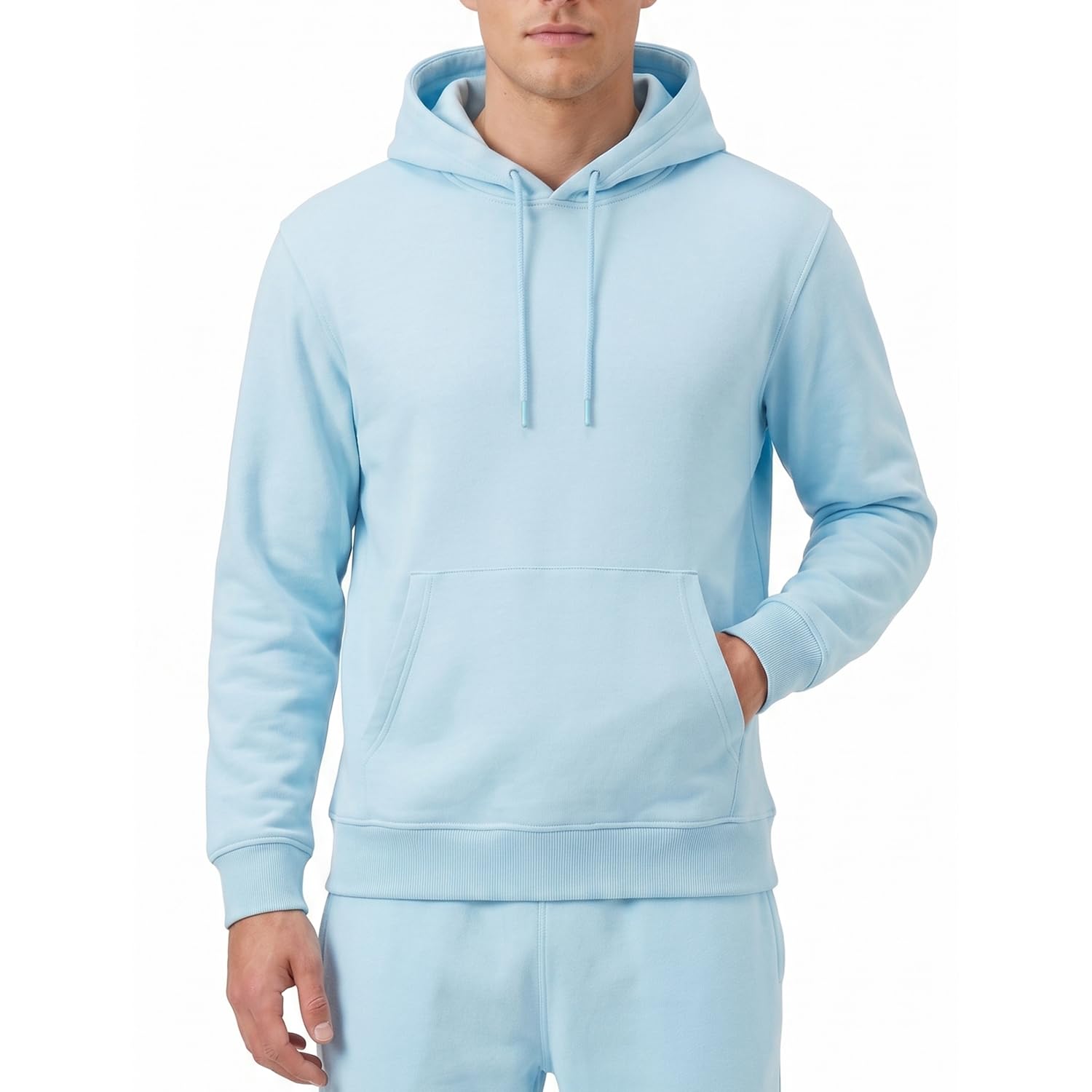 RIPT Men's Fleece Pullover Hoodie Soft Hooded Sweat Top with Pockets and Drawstrings Long Sleeves Casual Sweatshirt for Gym & Loungewear (Aquamarine, XXL)