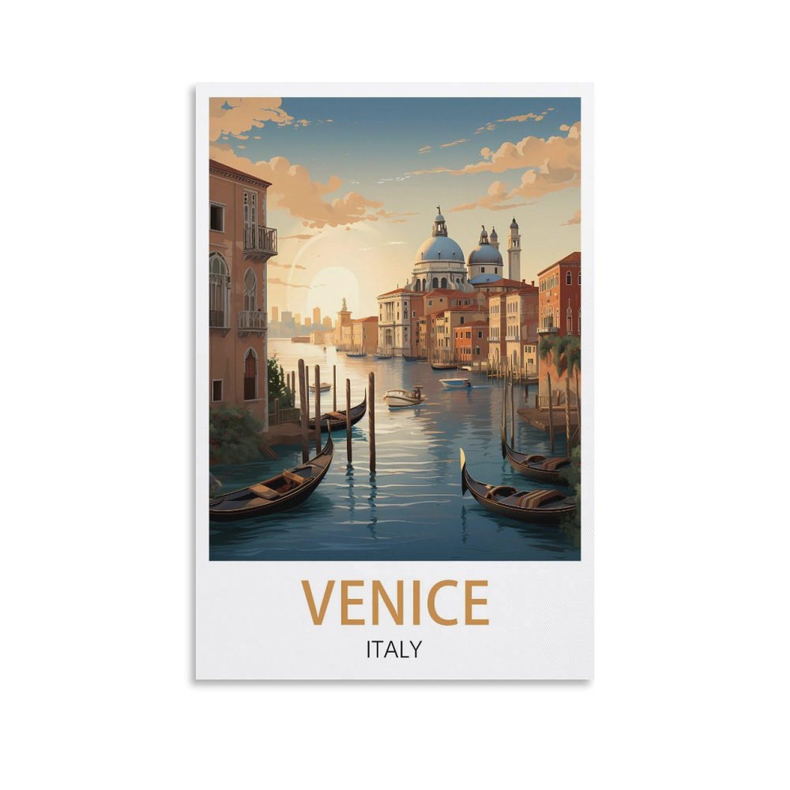 Lhjoiun Unframe-Style Venice Italy Vintage Travel Posters 12X18inch(30X45cm) Art Canvas Print For Living Room Bedroom Home Decoration Modern Art